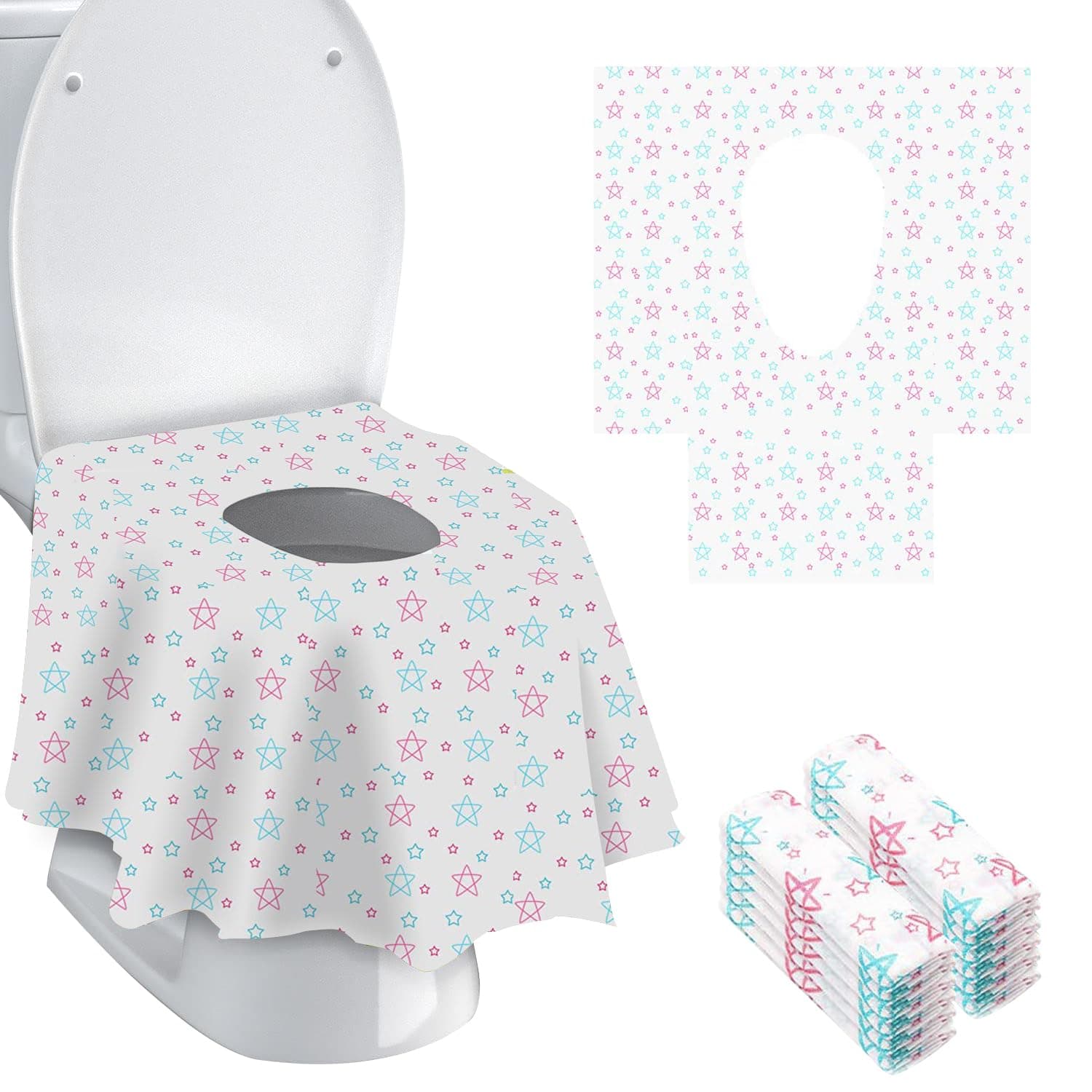 Lonimia Pack of 20 Disposable Toilet Seat Covers - Portable, Waterproof and Non-Slip Pads for Clean and Hygienic Use