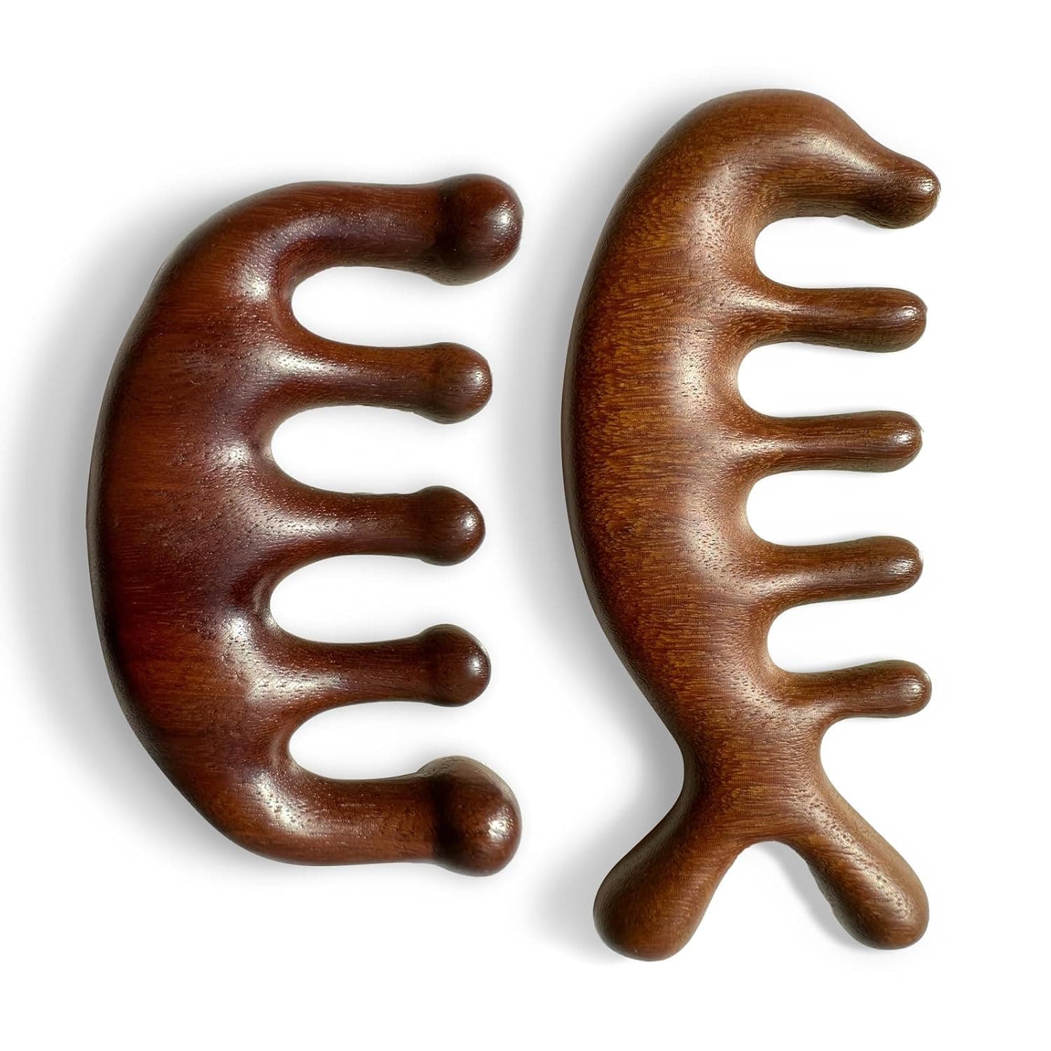 Bukela 2 Pcs Sandalwood Multifunctional Massage Comb, Head Scalp Massage No Static, Wooden Massage Comb, Gua Sha Scraping Scalp and Hair Massage, Scalp Stimulator, Facial Body Massager