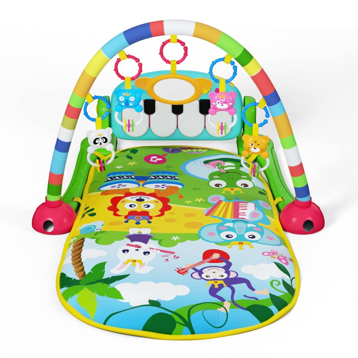 UNIH Baby Gym Play Mat and Play Piano Gym with Tummy Time Mat, Musical Light Activity Center for Infants Toddlers, Chrismas Birthday Toy Play Mat for Newborn