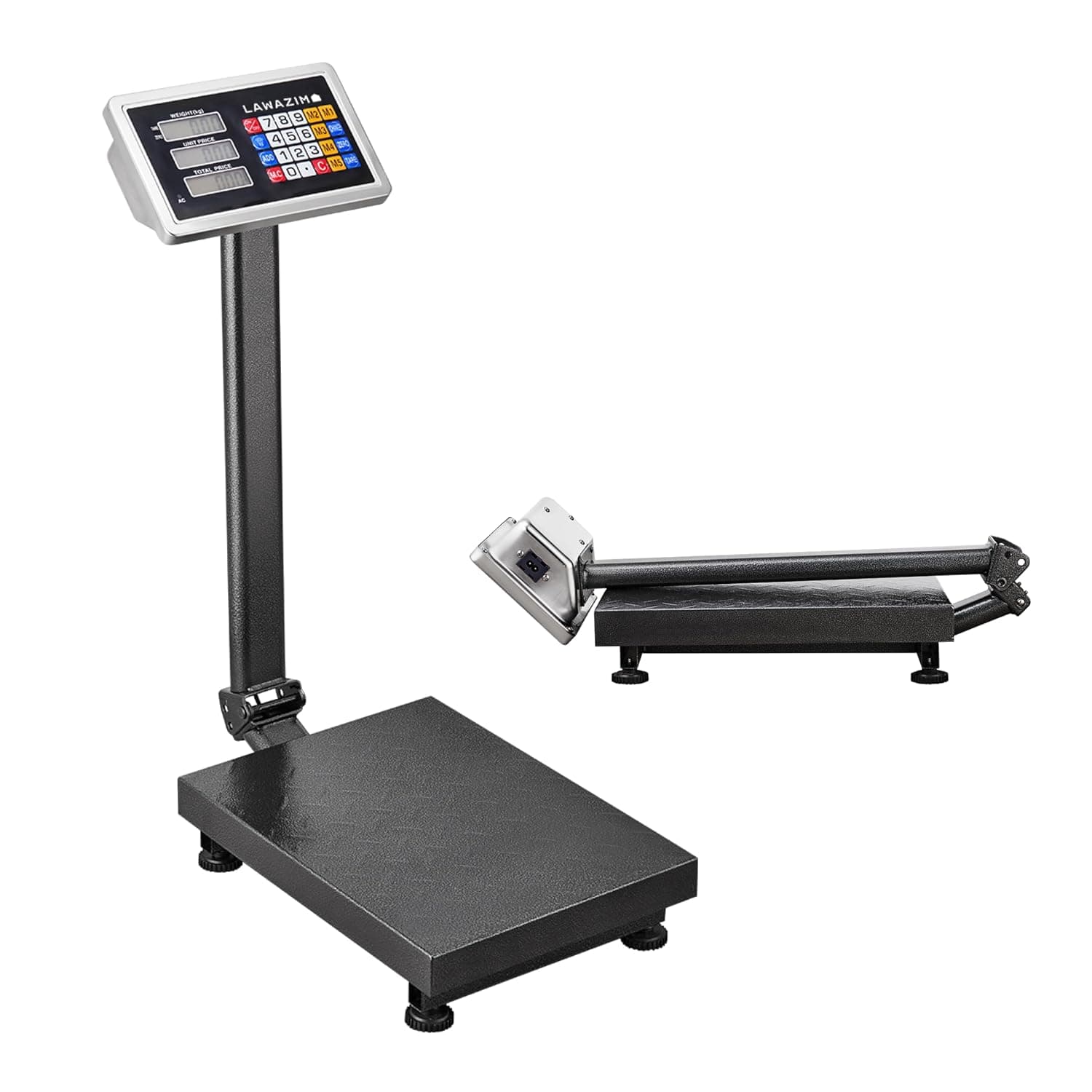 Lawazim Electronic Scale - 100kg - Industrial Battery Powered Digital Weighing Scale with Tare Function, Foldable Design, Multi-Window Display - for Retail, Warehouses, Logistics, and Pet Weighing