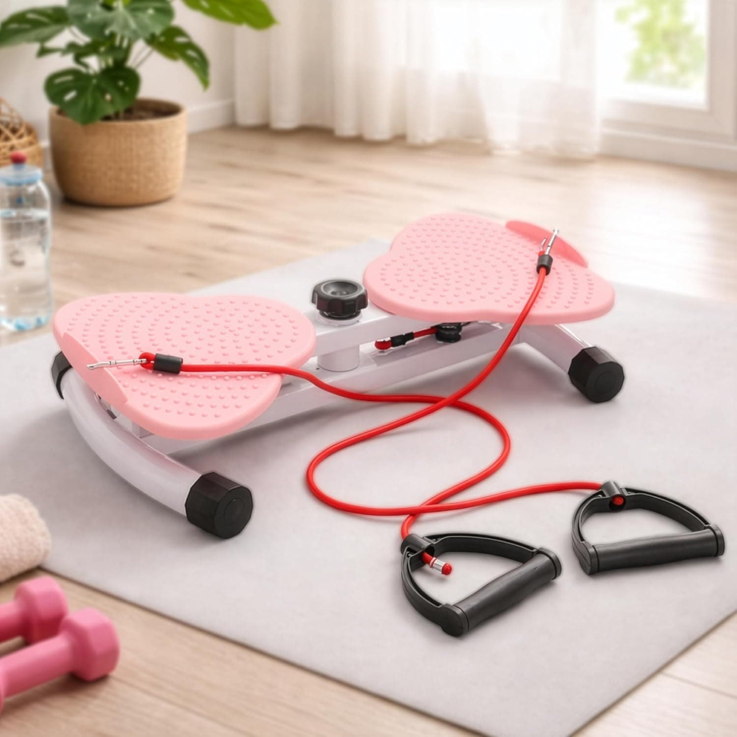Abdominal Exerciser Waist Trimmer Foot Massager 360 Degree Rotation Resistance Bands Home Use 100K Rose Twister Stepper Home Fitness Equipment