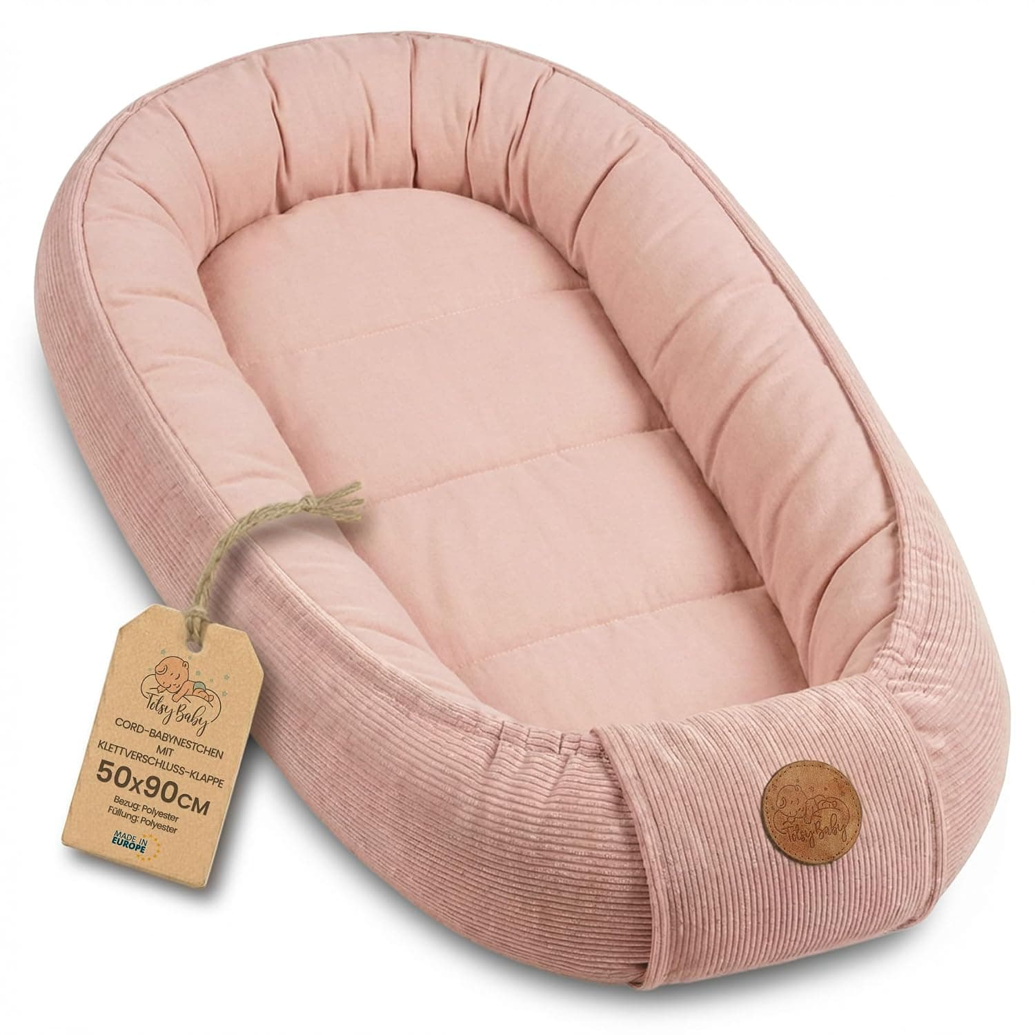 Cocoon with tab and patch Totsy Baby Cotton Dirty Pink + Ontario 30 Pink Corduroy 50X90