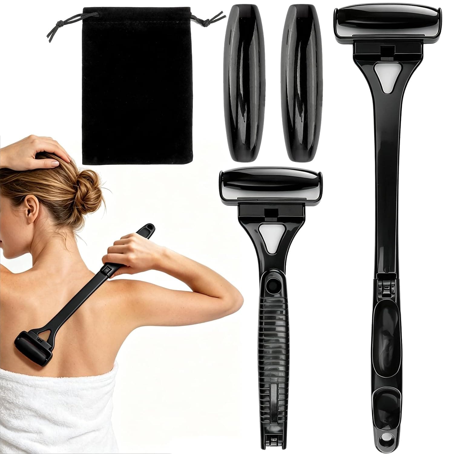 Back Massage Rollers Hot and Cold Compresses, Sturdy and Portable | Foldable Manual Leg Massage Rollers for Facial Neck Back, 3 Rollers with Storage Bag, Relaxation Muscle for Men Women(Black)