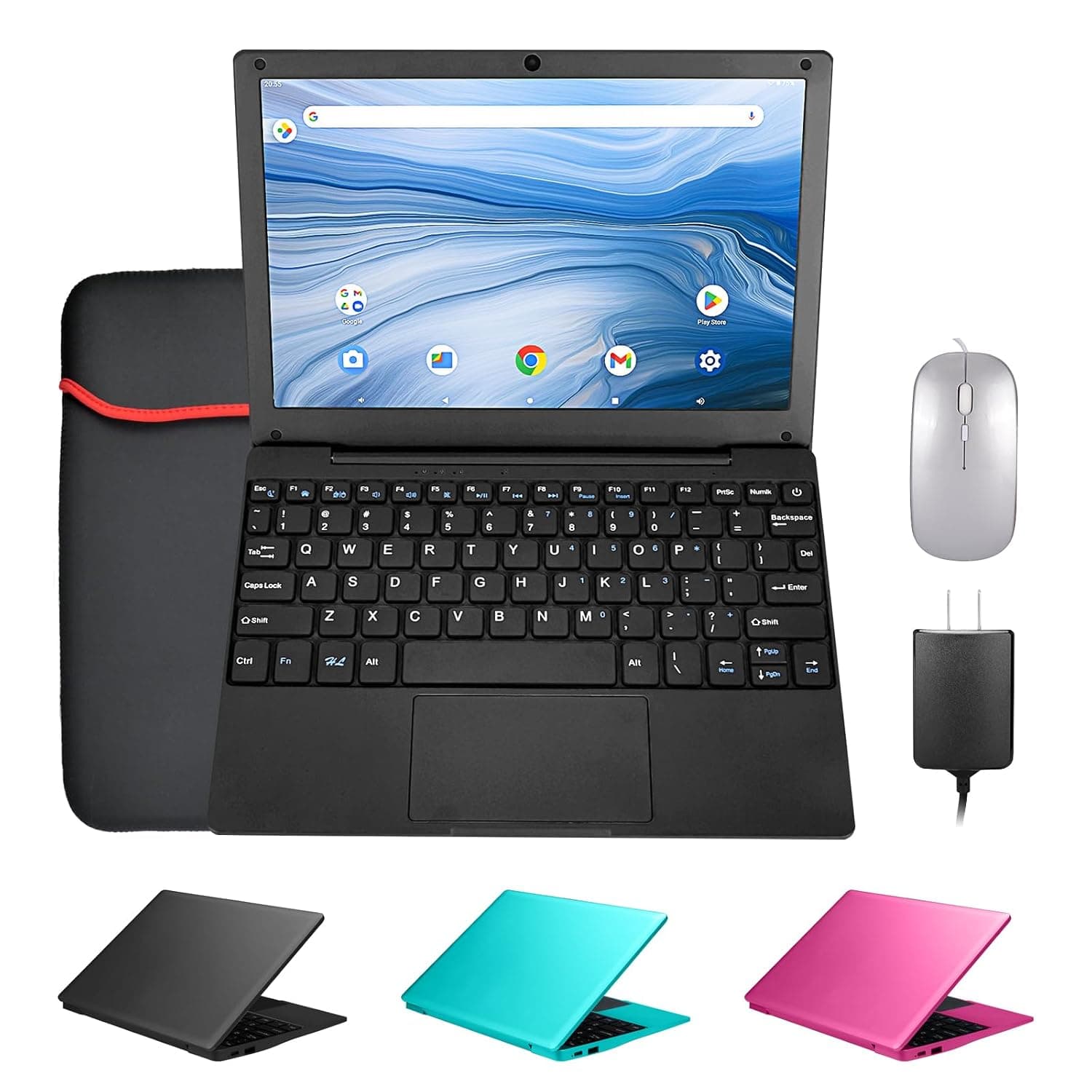 Mini 10.1 inch Android 12 Laptop Computer, Portable Small Netbook Computer with Allwinner A133 CPU Android 12 OS 2GB RAM 64GB EMMC HD IPS Screen 1280x800 Pixel 0.3MP Camera Black