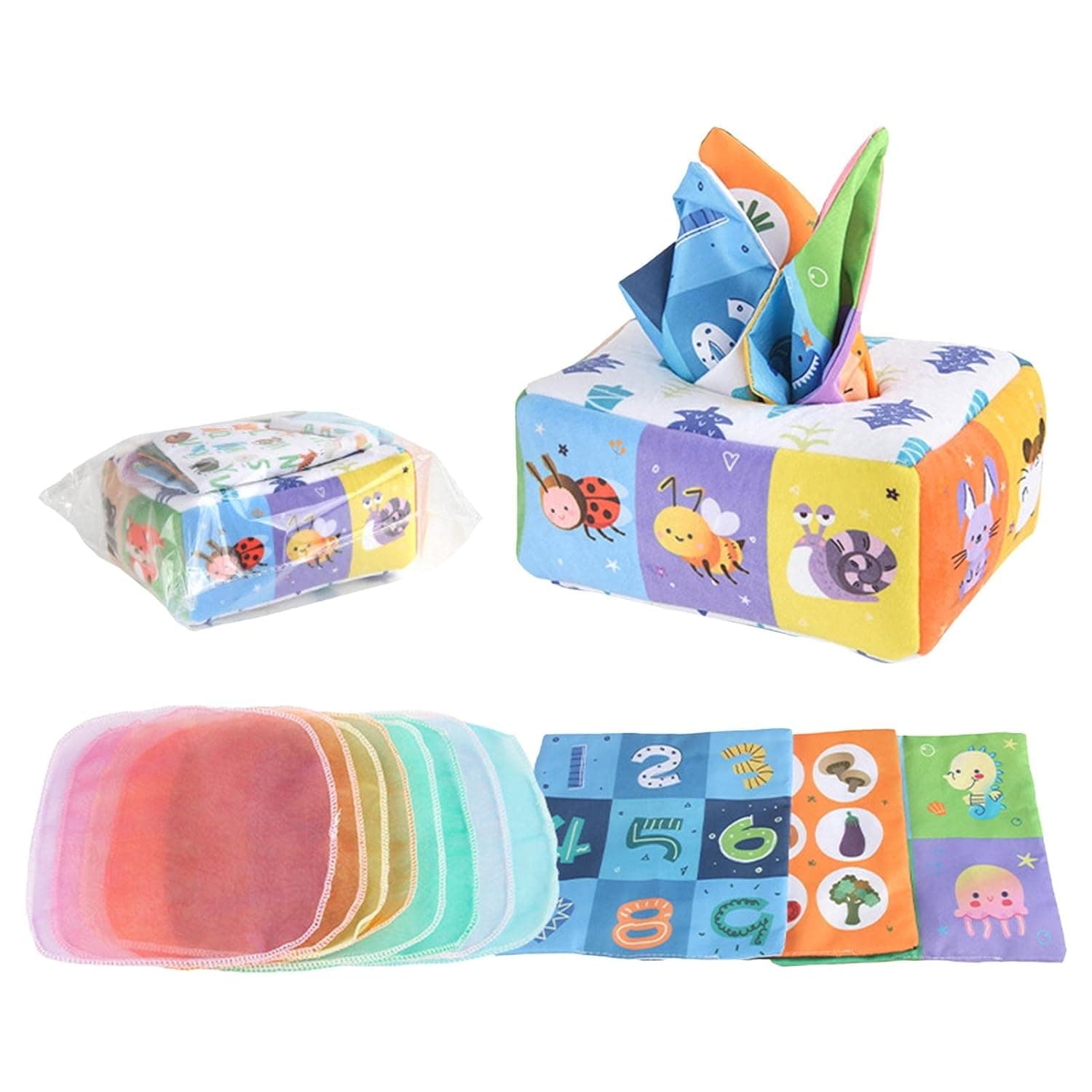Baby Tissue Box Toy | Premium Soft Sensory Toys for Preschool Learning Toys, STEM Toys Infant Toys for 1 Year Boys Girls, Montessori Toys Newborn Toys Baby Gifts