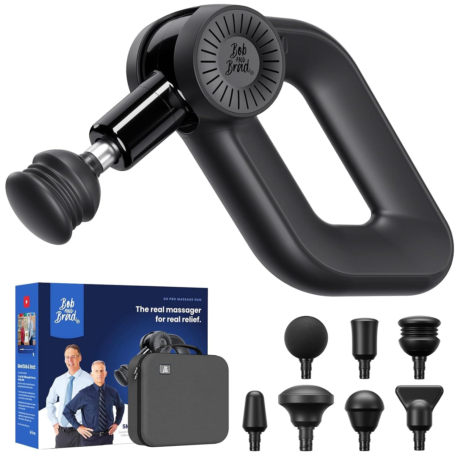 BOB AND BRAD D6 Pro Massage Gun, Massage Gun Deep Tissue with 16mm Amplitude, 7 Heads, OLED Screen, Professional Muscle Massager Gun, Electric Handheld Massagers with Ultra Quiet, Gifts for Women Men