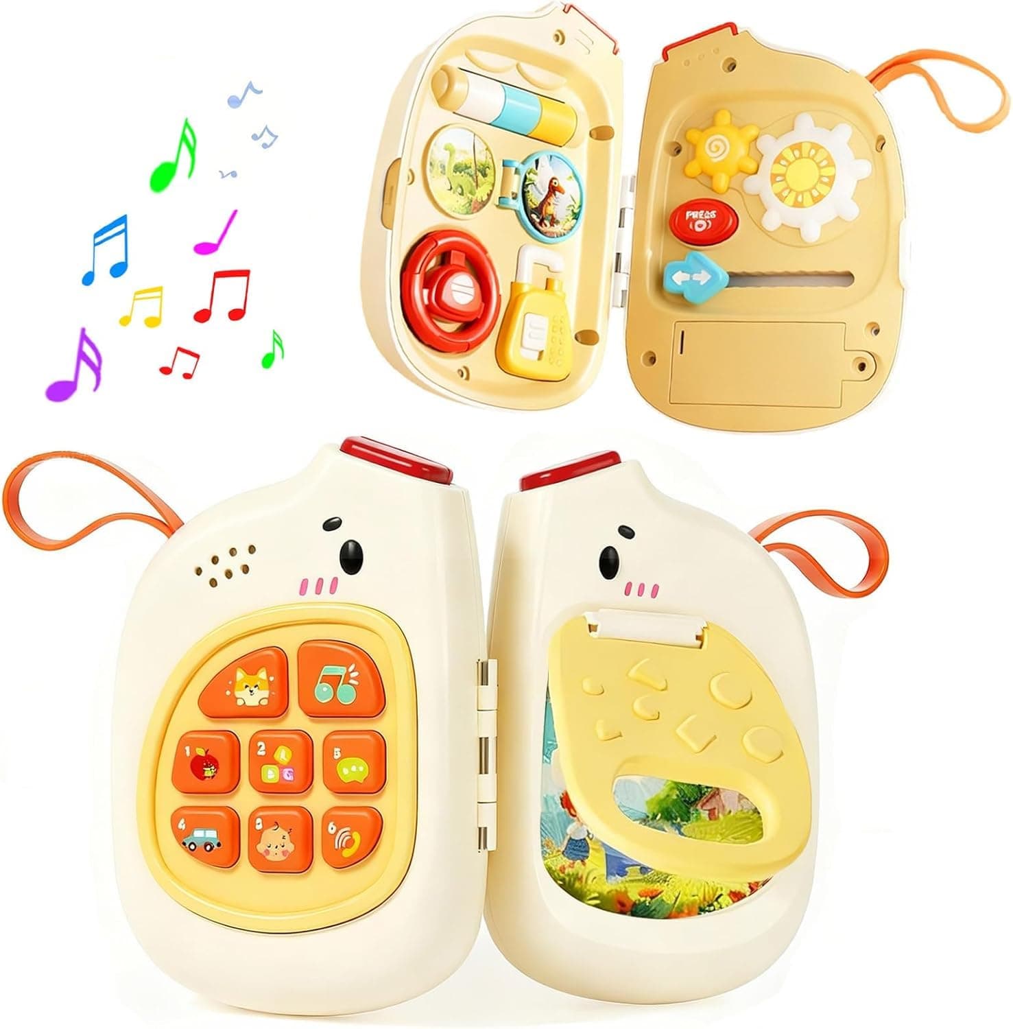 U HOOME Baby Phone with Music 18 Months,Kids Sensory Busy Board, Early Educational Toy for Toddlers 2-3,Baby Sensory Interactive Toys, Travel Toys for Toddlers, Pretend Play Toy