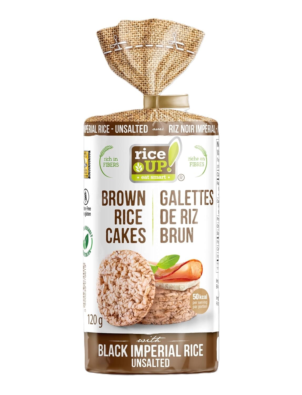 RiceUp! Whole Grain Rice Cakes Unsalted With Black Rice Imperial 120 g