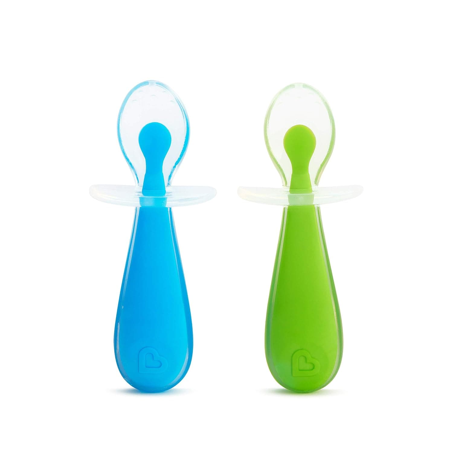 Munchkin Gentle Scoop Silicone Training Spoons for Ages 6 months+, 1 Pack (2 Spoons), Pink & Purple colours