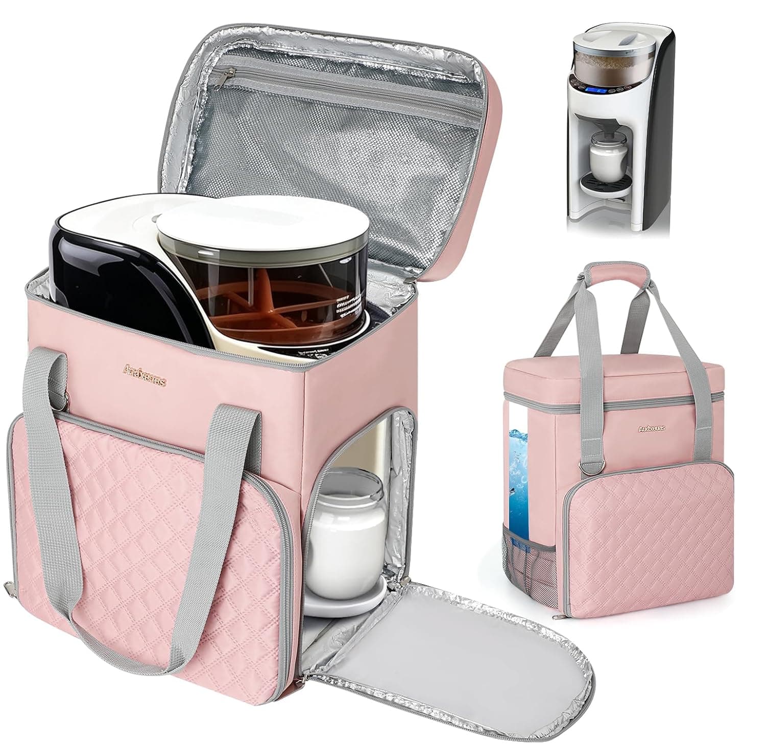 Carry Case for Baby Brezza Formula Pro Advanced & Mini, Pink, Bag Only | Padded Travel Bag with Full-Open Access, Clear Water-Level Window, Organiser Pockets, Shoulder Strap & Luggage Sleeve