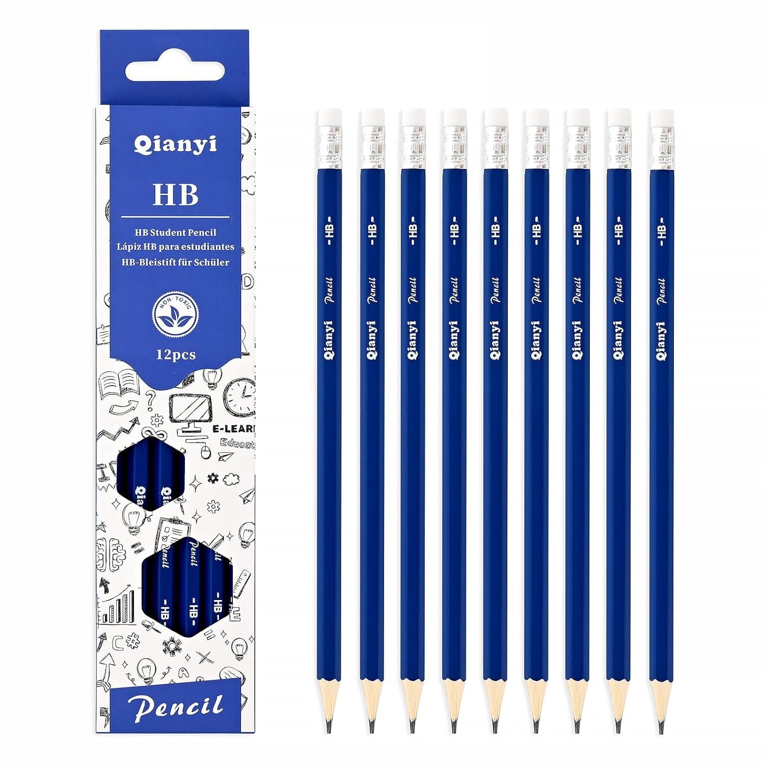 SKY-TOUCH HB Hexagonal Wooden Pencils, 12-Pack, Non-Toxic & Eco-Friendly, Perfect for Kids & Students, Smooth Writing for School & Drawing
