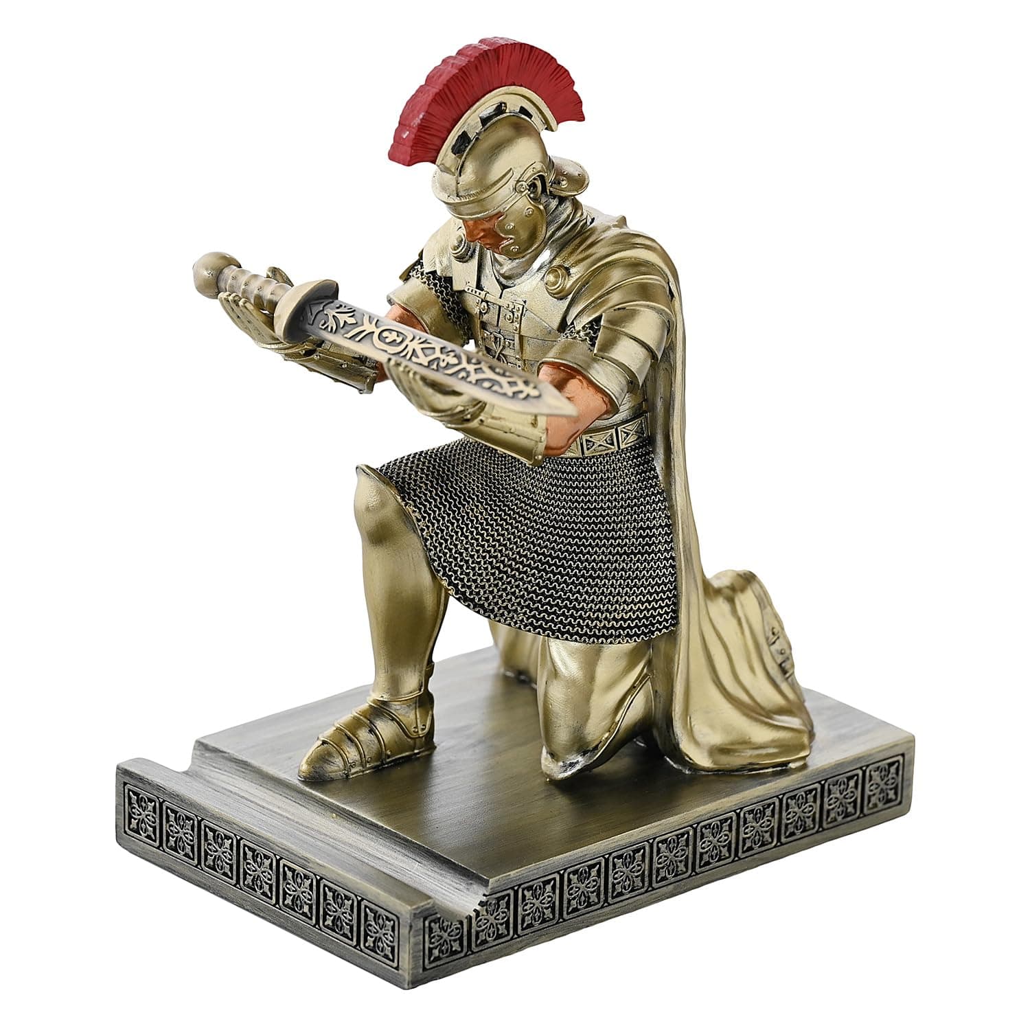Roman Praetorian Prefect Warrior Knight Pen Holder Desk Ornament Bronze