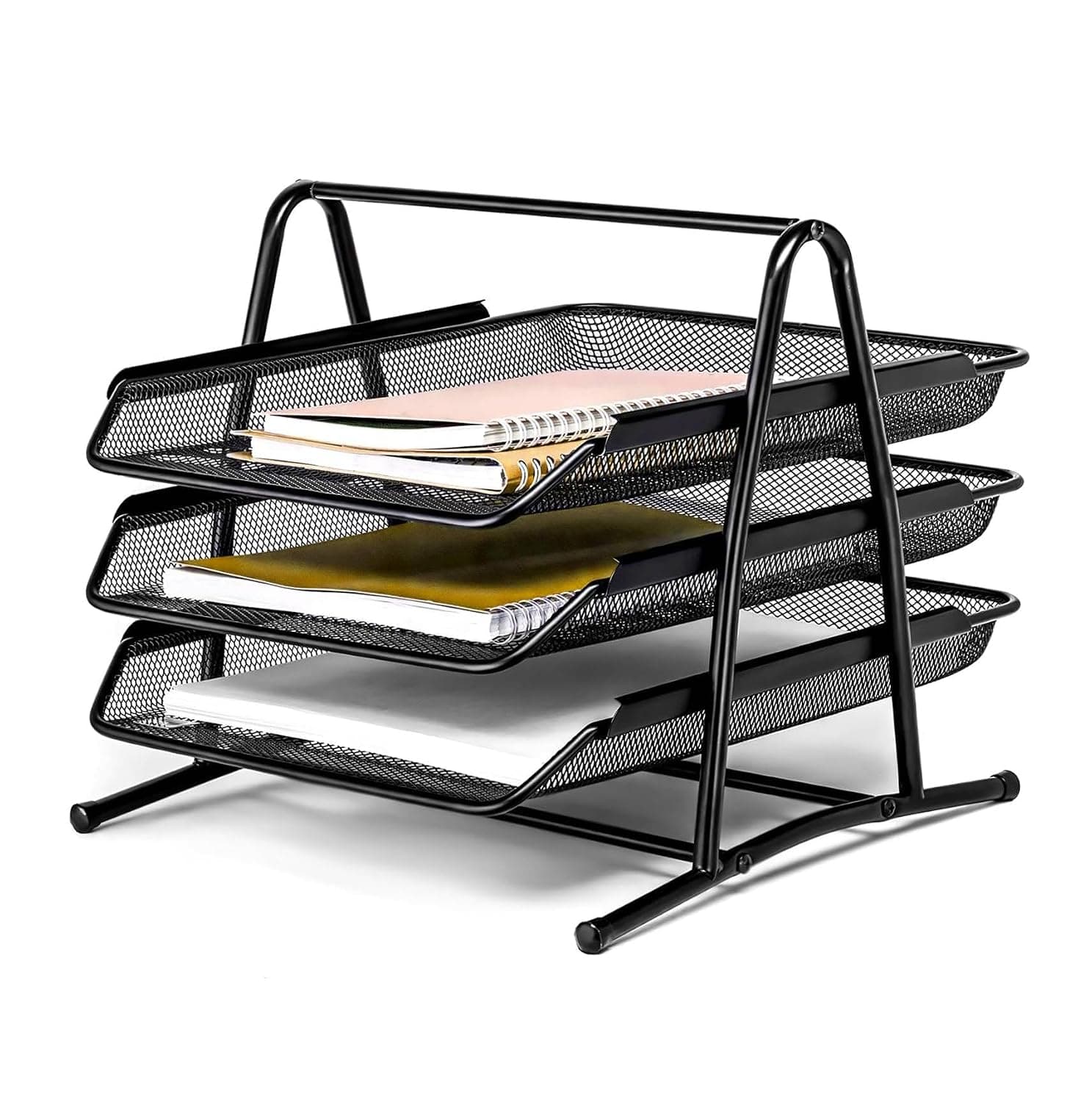 MOMENT 3-Tier Paper Tray, Desktop Organizer, 3 Layer A4 Metal tray Office Desk Organiser, Paper File Storage, Workspace, Office, Black