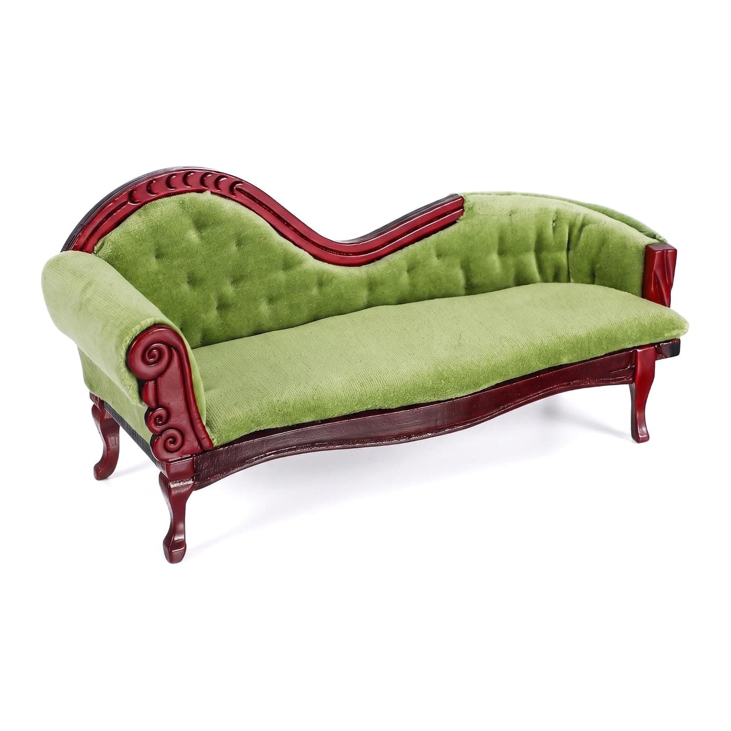 ABOOFAN Dollhouse Furniture Miniature Accessories 1 12 Scale Vintage Wooden Sofa Mini Victorian Bench Chair Lounge for Dollhouse Living Room Craft Decoration