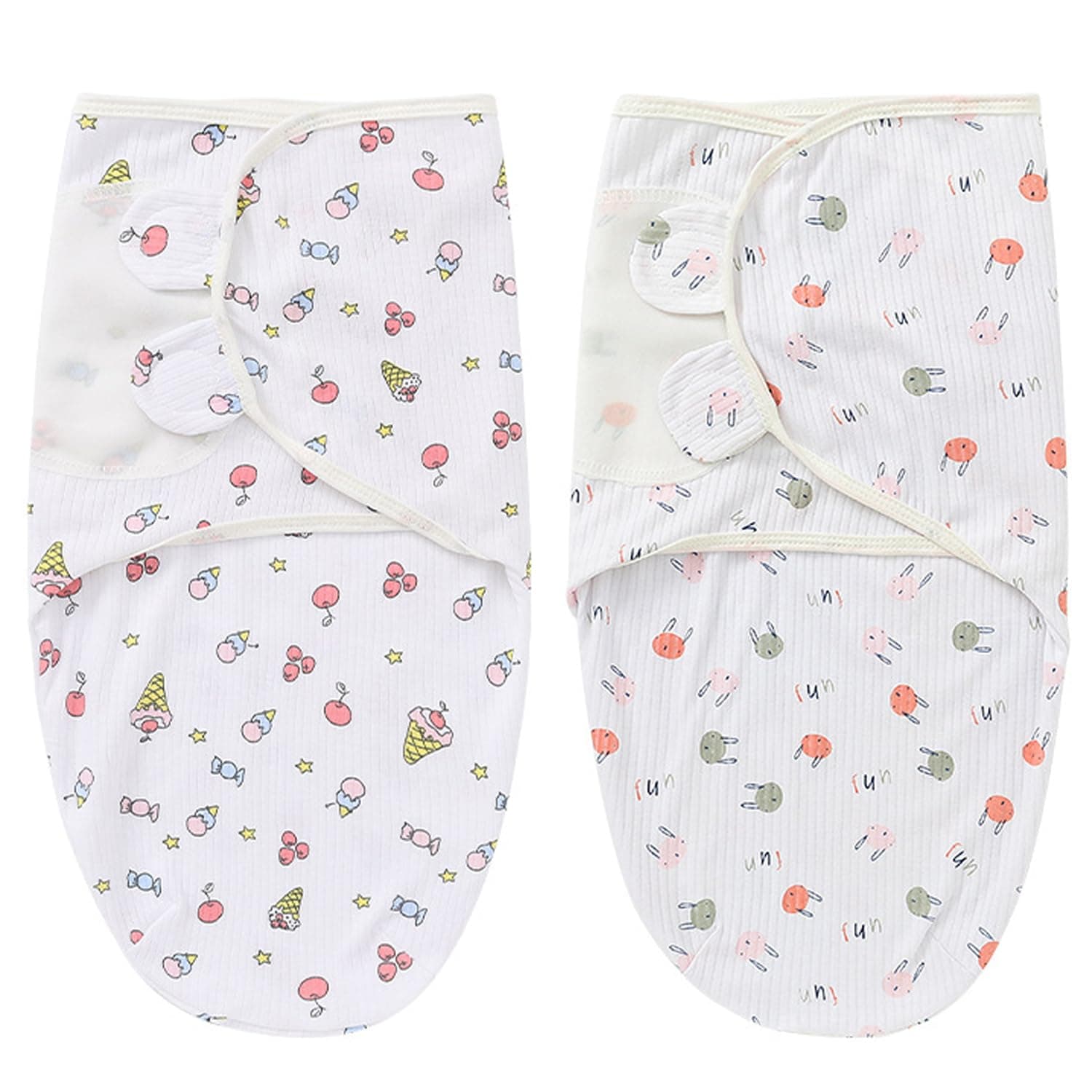 ZONEY Breathable Baby Swaddle Sleep Sack with Hat Set for 0-3 months, Soft Cotton Newborn Wearable Swaddle Wrap, Baby Essentials for Newborn Girls & Boys (2 Pack-SetB)