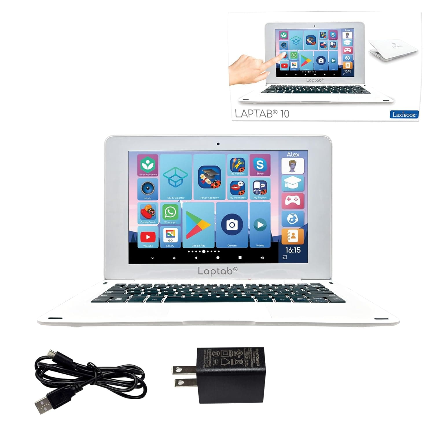 LEXiBOOK LAPTAB 10, Laptop with Touch Screen, Designed for The Whole Family, Educational and Fun Content, Powered by Android™, Parental Control, Ultra Thin and Light, LT10EN