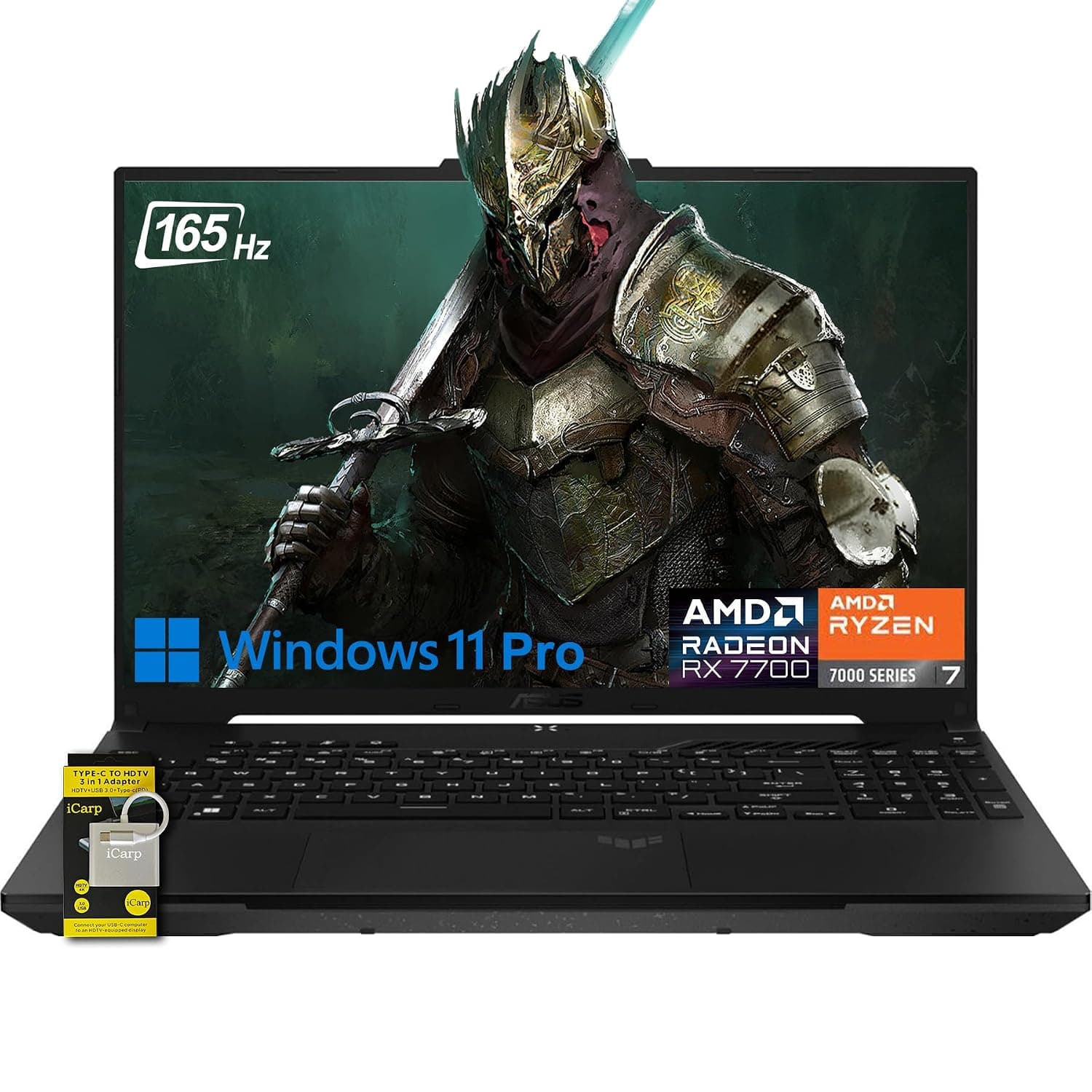 Asus TUF Gaming A16 Laptop 16" WUXGA 165Hz 7ms 100% sRGB AMD Octa-core Ryzen 7 7735HS 16GB RAM 512GB SSD AMD Radeon RX 7700S 8GB (>RTX4060) Backlit USB-C USB4 Fast Charging Win11 Pro w/ICP Accessory