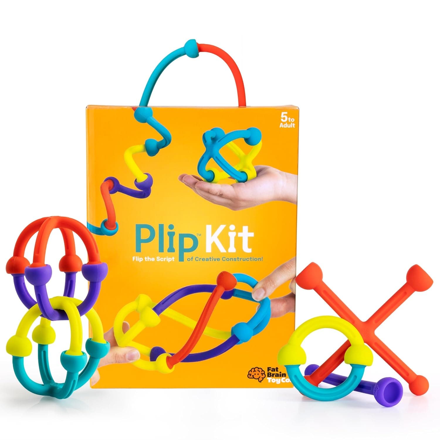 Fat Brain Toys Plip Kit | 52 Piece Flexible Silicone Set in a Variety of Shapes, Sizes and Colors | Sensory Toys for Kids | Creative Building Toys
