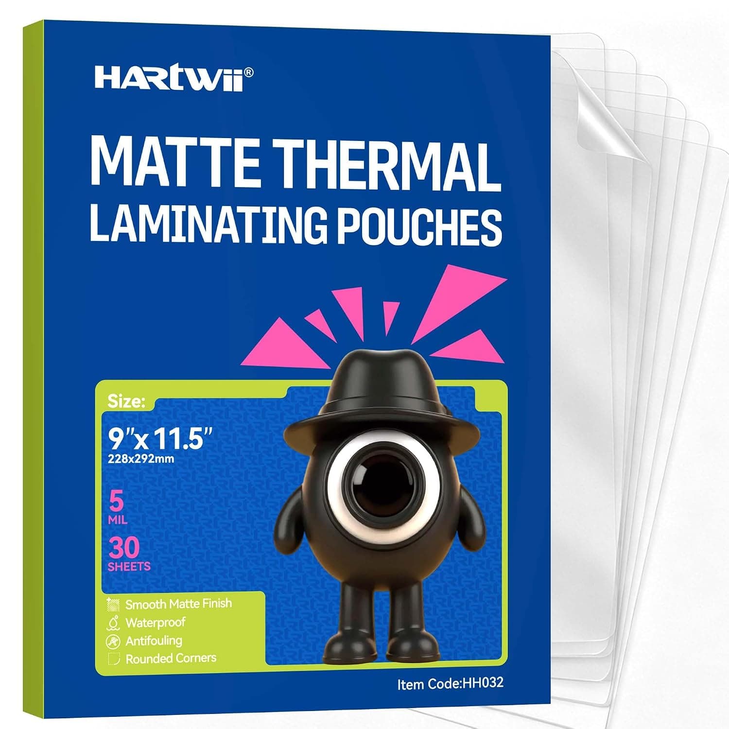 30 Pack Matte Laminating Sheets 9 x 11.5 Inches, 5 Mil Ultra Clear Thermal Laminating Pouches with Matte Finish, Fits 8.5 x 11 Letter Size, Glare Free & Writable for Documents