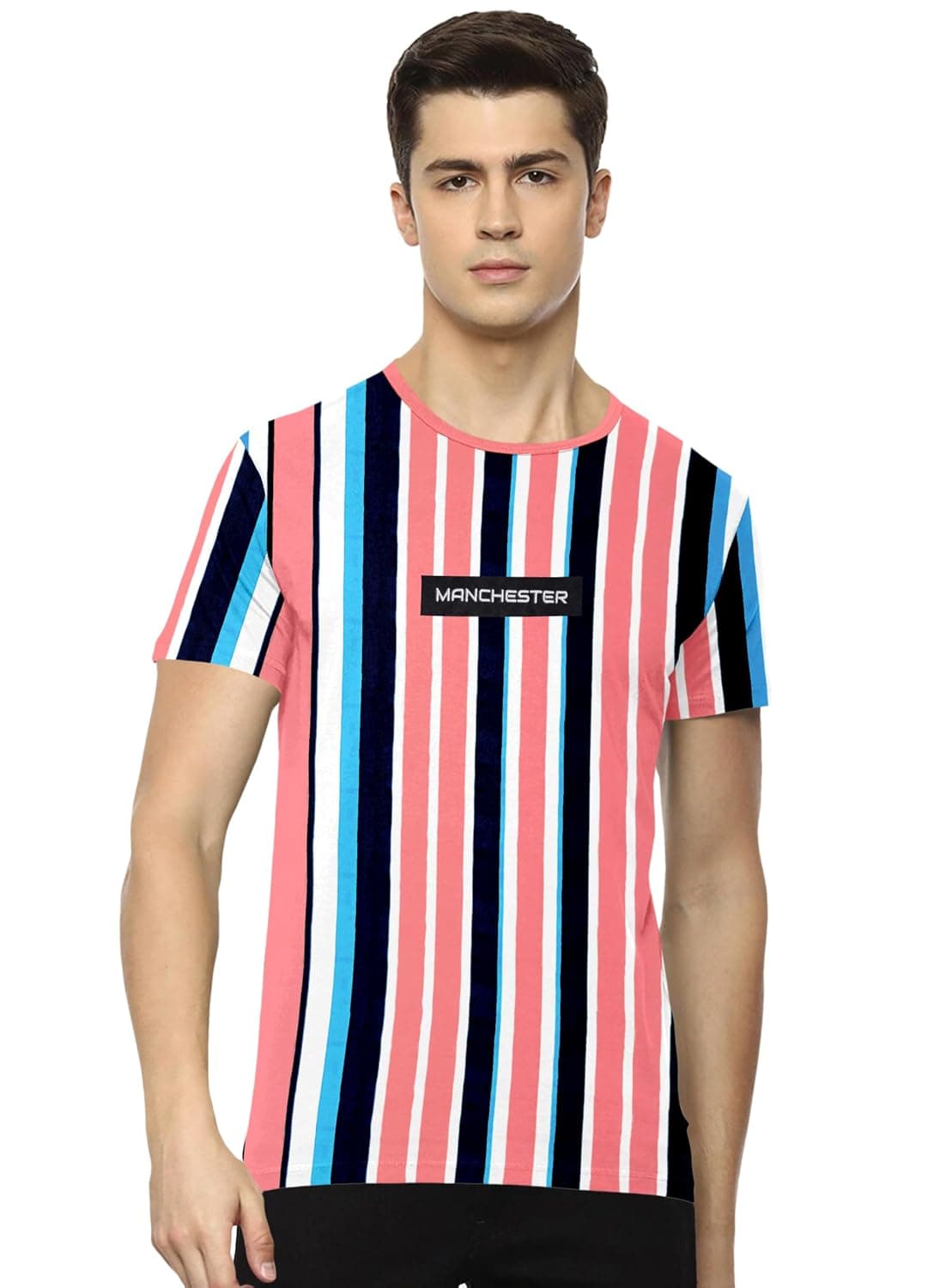 Men’s Cotton Rich Casual Stripes T-Shirt - Lauren Smith Men’s Collection - Multiple Color Combinations - Sizes Up to 3XL