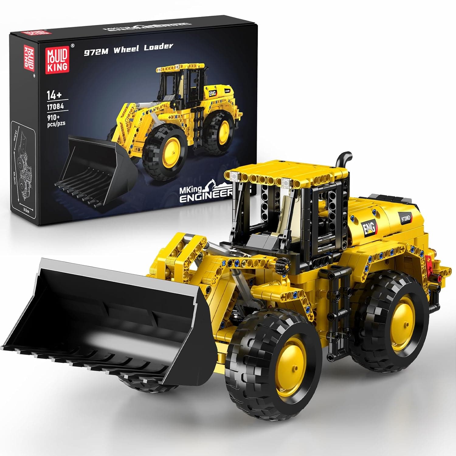 Mould King 17084 Technik Wheel Loader Building Blocks - Construction Vehicle Toy with Articulated Steering and Movable Shovel - Birthday Gift Building Block Toy for Adults from 14 Years (910 Pieces)