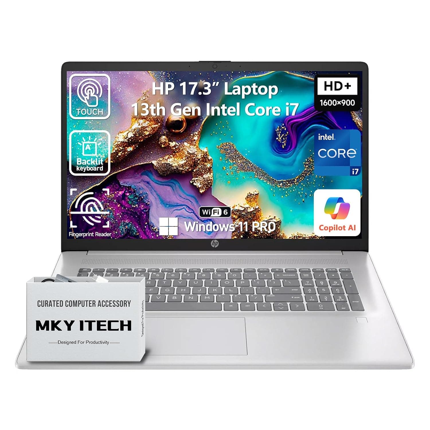 2026 HP 17 Inch Laptop Touchscreen Computer, 17.3" HD+ Touch Screen Business Laptop PC, 13th Gen Intel Core i7, Windows 11 Pro | Backlit Keyboard 10-Key | Fingerprint | Type-C | 32GB RAM 2TB SSD
