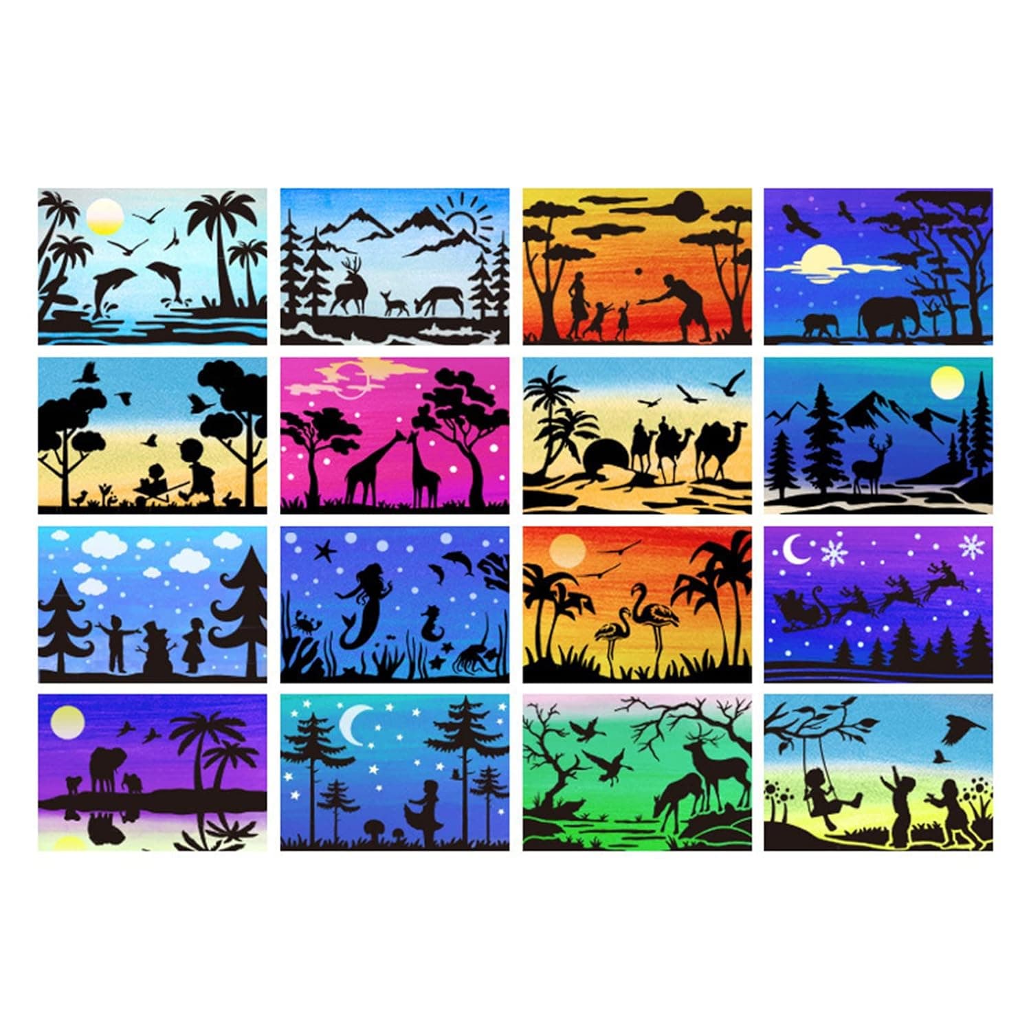 Scenic Drawing Stencils 16 Pack River Templates for DIY Crafts | Hollow-out, Transparent, Reusable, Lightweight, , Bleed-proof, Art Students, Journal