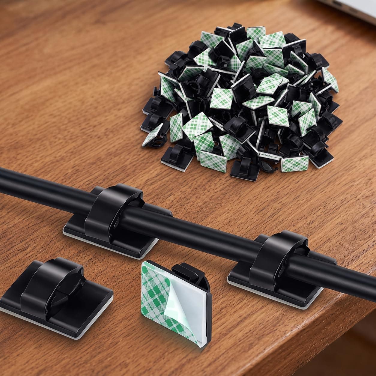 20Pcs Black Cable Clips, Desk Wall Cord Organizer Holders