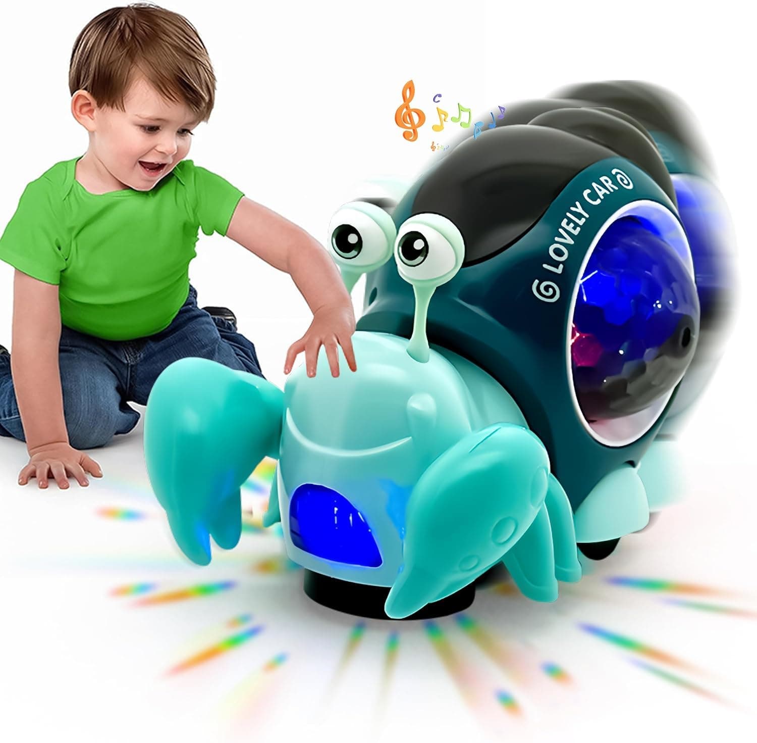 Crawling Crab Toy, KASTWAVE Interactive Walking Dancing Toy with Music Sounds & Lights, Automatically Avoid Obstacles, Moving Toddler Toys for Kids Infants, Musical Light up Toys for Babies, Toddlers