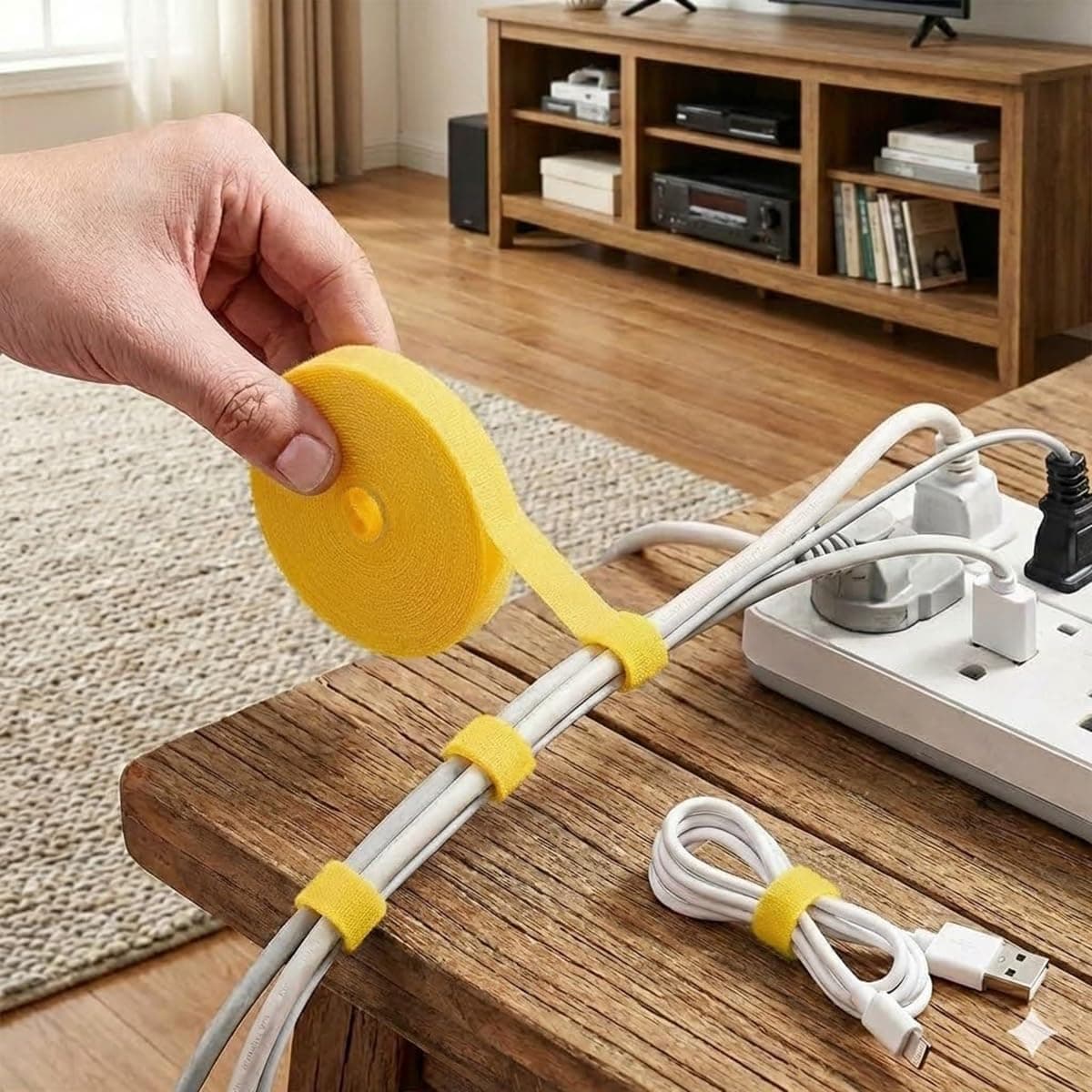 16.4ft (5 m) x 10 mm Reusable Hook and Loop Cable Ties - Adjustable Fastening Tape for Cable Management, Wire Cord Organizer, Easy Bundling for Home Office