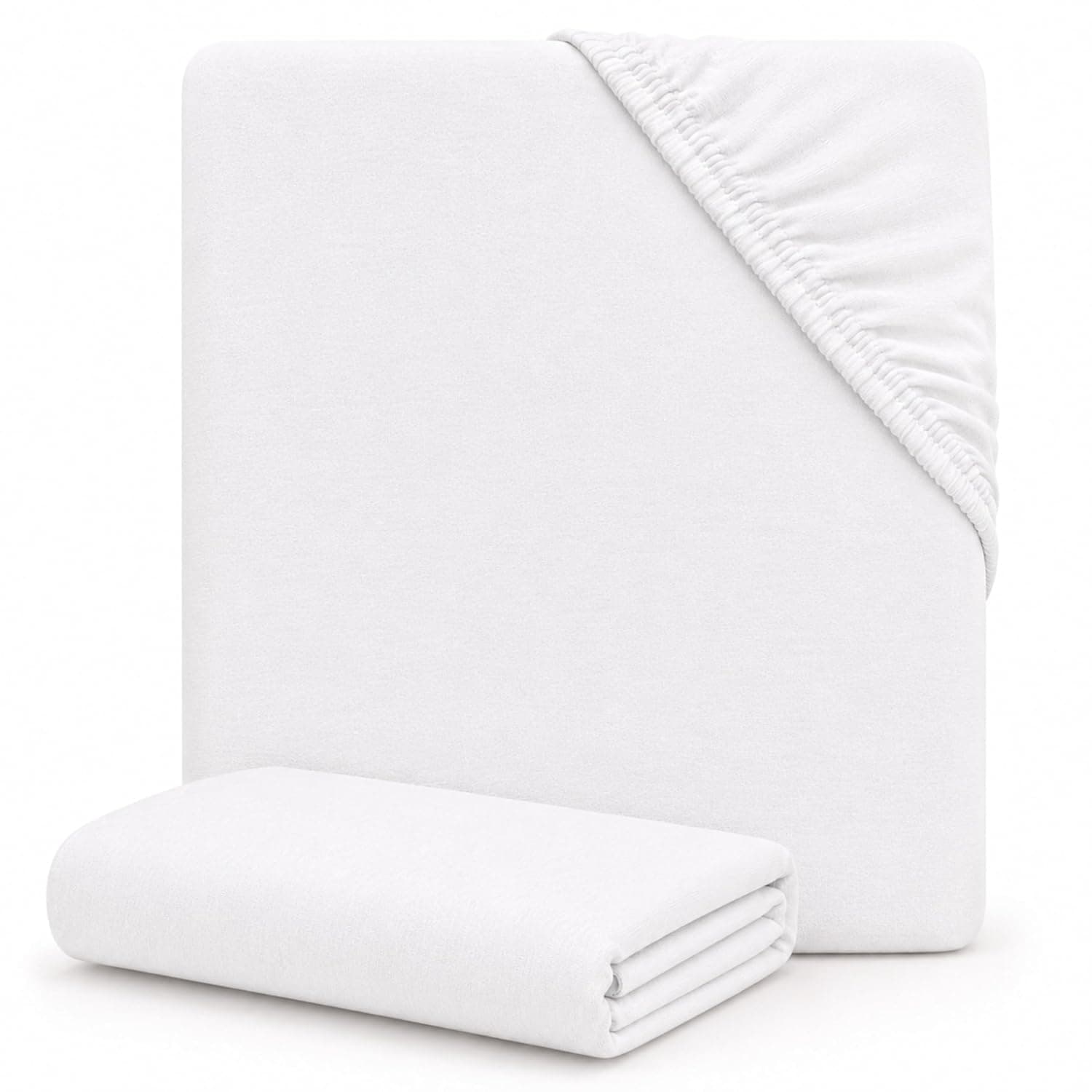 Dudu N Girlie - Cot Bed Sheets 120x60 fitted | Baby Cot Sheets | Soft Jersey Cotton Cot Sheets 120x60 Fitted Cotton Fully Elasticated Skirt Breathable Easy Care (Pack of 2, White)