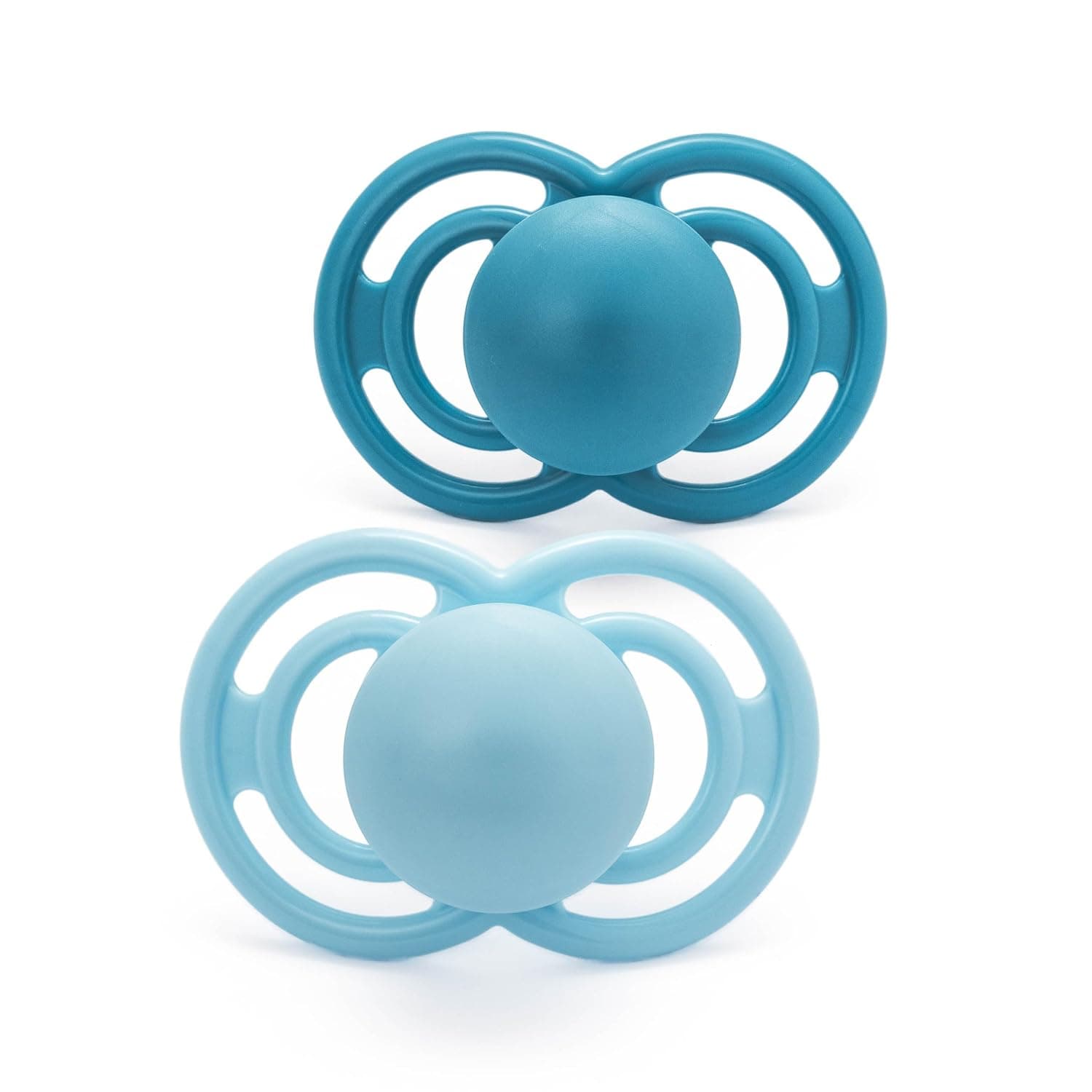 MAM Perfect Dummies, 6-18M, 2 Pack, Orthodontic Design, Blue/White | Thin, Flexible Teat, Comes in Dummy Steriliser Case, Baby Accessories for Newborn (Designs Vary)