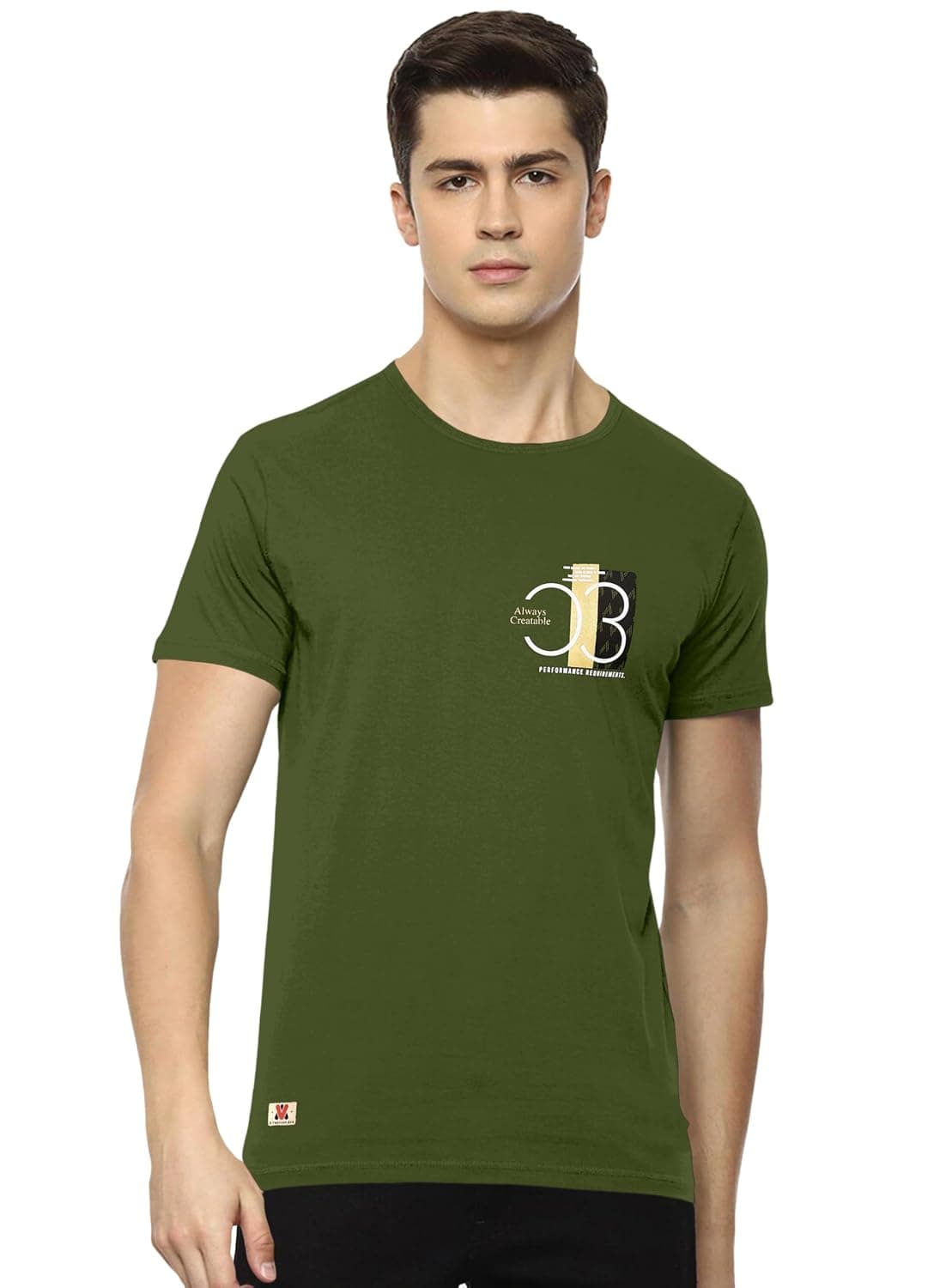 Men’s Premium Textured Cotton Lycra Round Neck T-Shirt with High Definition Logo - Luxury Casual Tee - 6 Colors - Sizes Up to 4XL