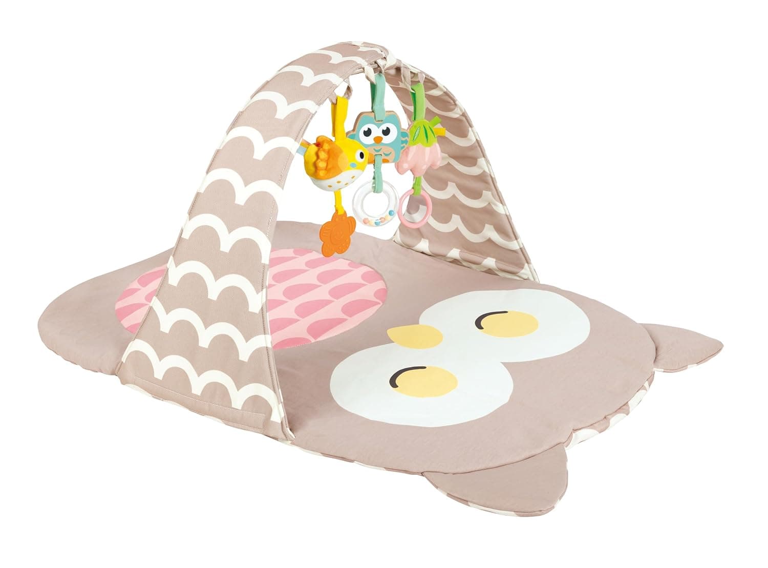 Hape Owl Bed Oscar | Cotton-Made Soft Blanket and Foldable Design Mat Set with Entertaining Hanging Toys for Babies | Compact & Foldable For Easy Storage