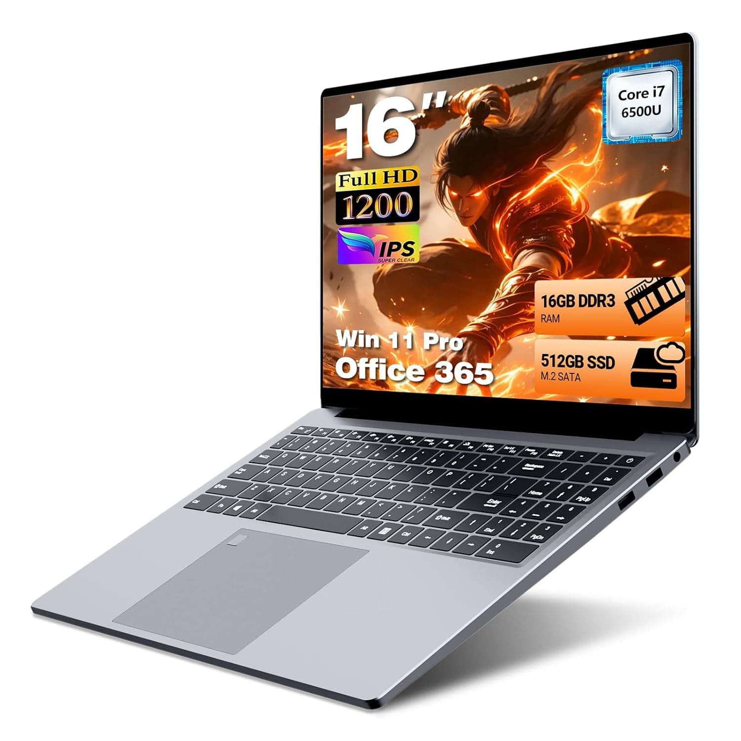 Gaming Laptop i7, 16 inch Laptop Computer Up to 3.1GHz, 2026 Laptop Computers with 16GB RAM 512GB SSD, FHD 1920x1200, 180° Angle Open, Backlit Keyboard, Type-C, Mini HDMI, PC Lap top for Study Work
