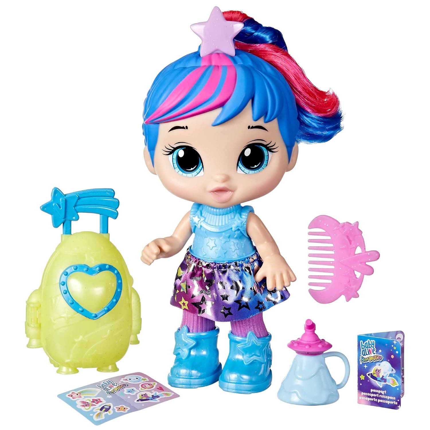 Baby Alive Star Besties Doll, Stellar Skylar, 8-inch Space-Themed Doll for 3 Year Old Girls, Baby Alive Accessories, Kids 3 and Up