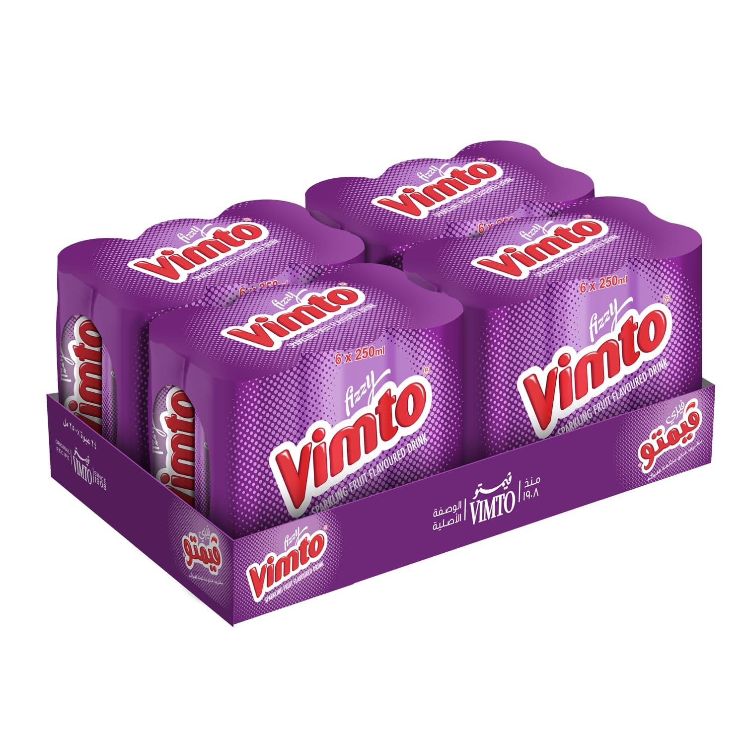 Vimto Fizzy Sparkling Fruit Flavoured Drink Can, 24 X 250 ml - Pack of 24