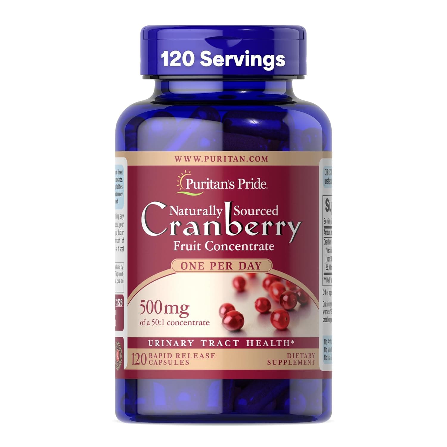 Puritan's Pride One A Day Cranberry Promotes Urinary Health by Cleansing The Urinary Tract, 120 ct