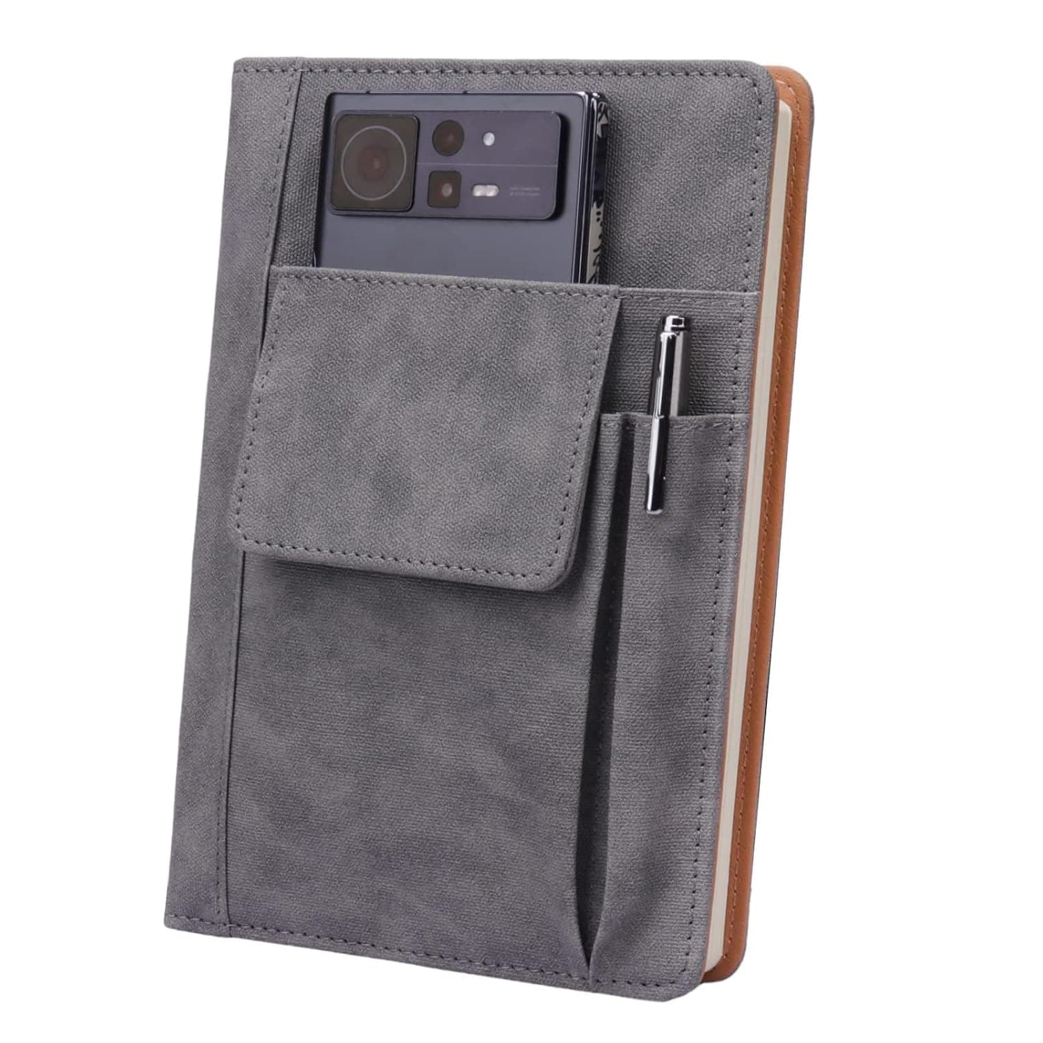 Joyzzz Journal Notebook, A5 Refillable Lined Faux Leather Hardcover Diary with 100gsm 200 Pages, Thick Paper Writing Notebooks for Men or Women, Travel Business Office Supplies with Pen Holder