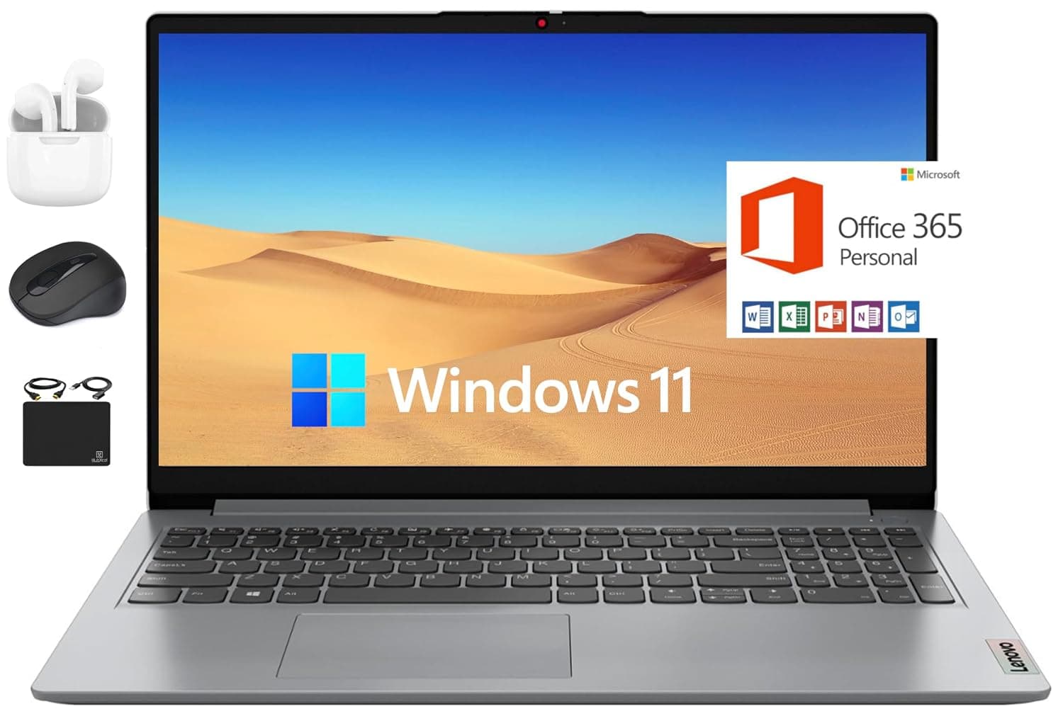 Lenovo IdeaPad Newest Flagship Laptop, 15.6" HD Display, Intel Dual Core Processor Up to 2.8GHz, 12GB RAM, 512GB SSD + 128GB eMMC, 1-Y Microsoft Office 365, Wi-Fi 6, Webcam, Win 11 +HubxcelAccessory