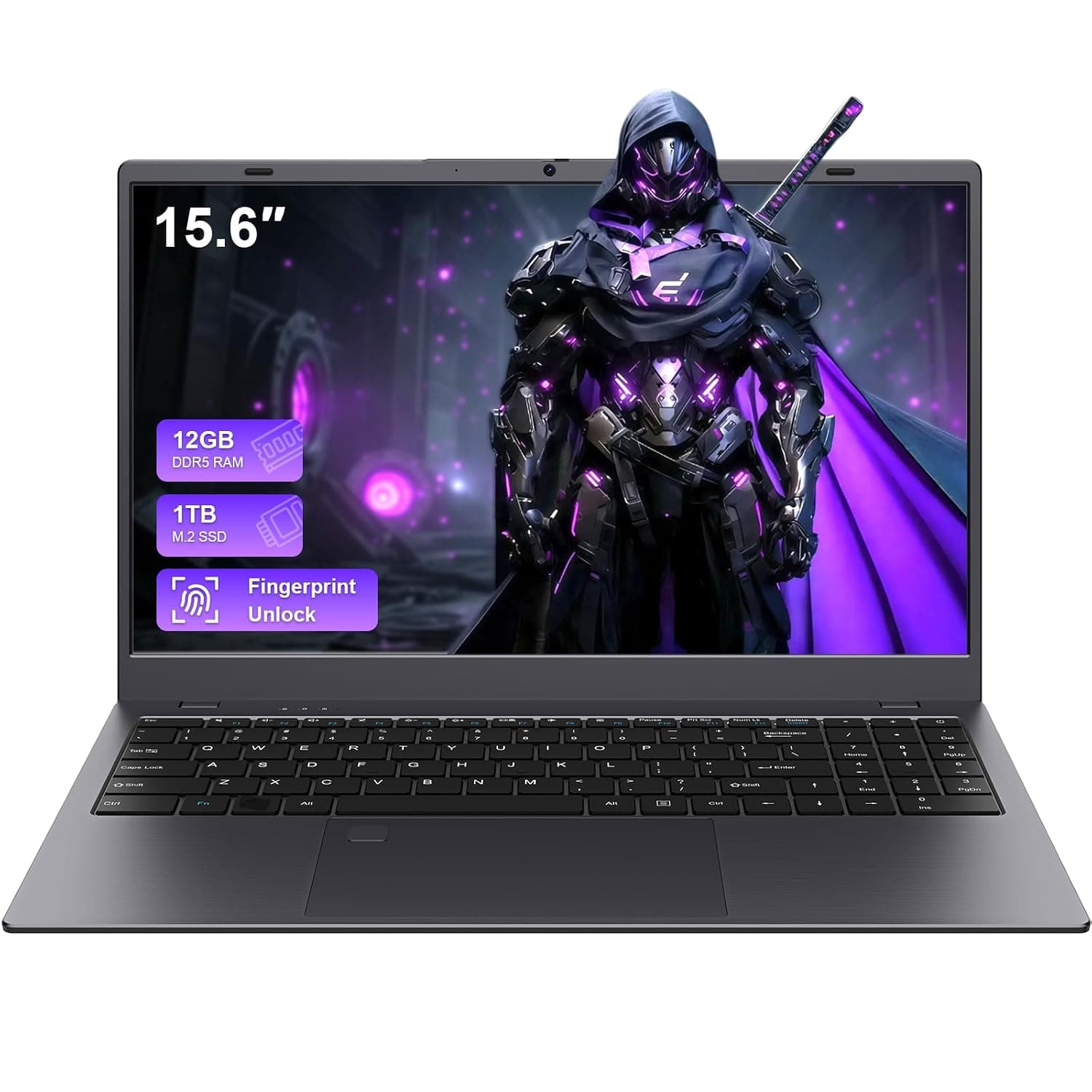 Laptop, 12GB LPDDR5 RAM 1TB SSD, 15.6 Inch Laptop Computer, N95 Quad Core Processor(Beat to N5095,6500Y), Up to 3.4GHz, WiFi 5, BT 5.0, USB-C, Fingerprint,Gray