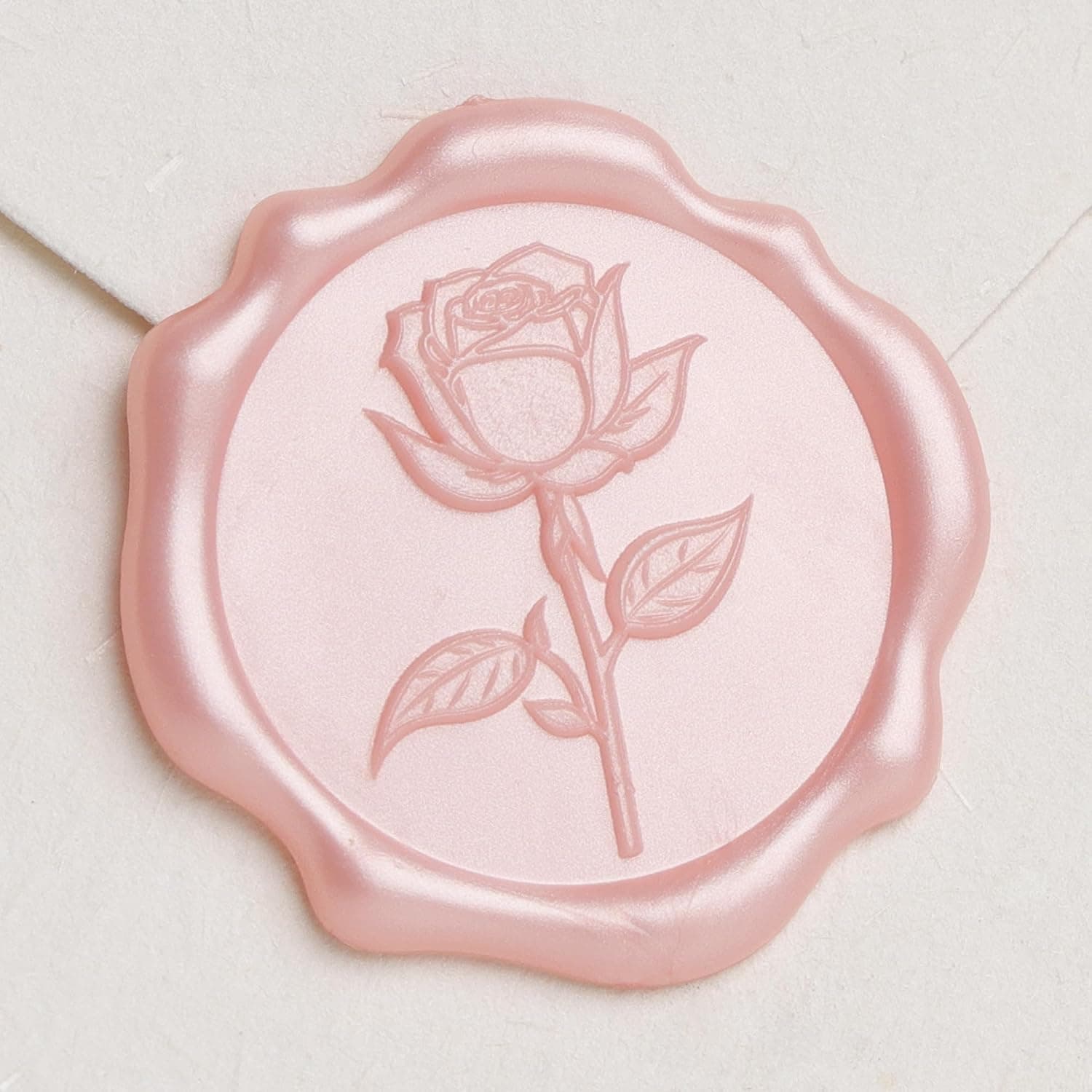 UNIQOOO Wax Seal Stickers - 3D Vintage Rose Floral Wedding Invitation Envelope Seal Stickers, 50 Pcs Self- Adhesive Pearl Pink Flower Stickers, Perfect for Invitation, Gift Wrapping, Christmas