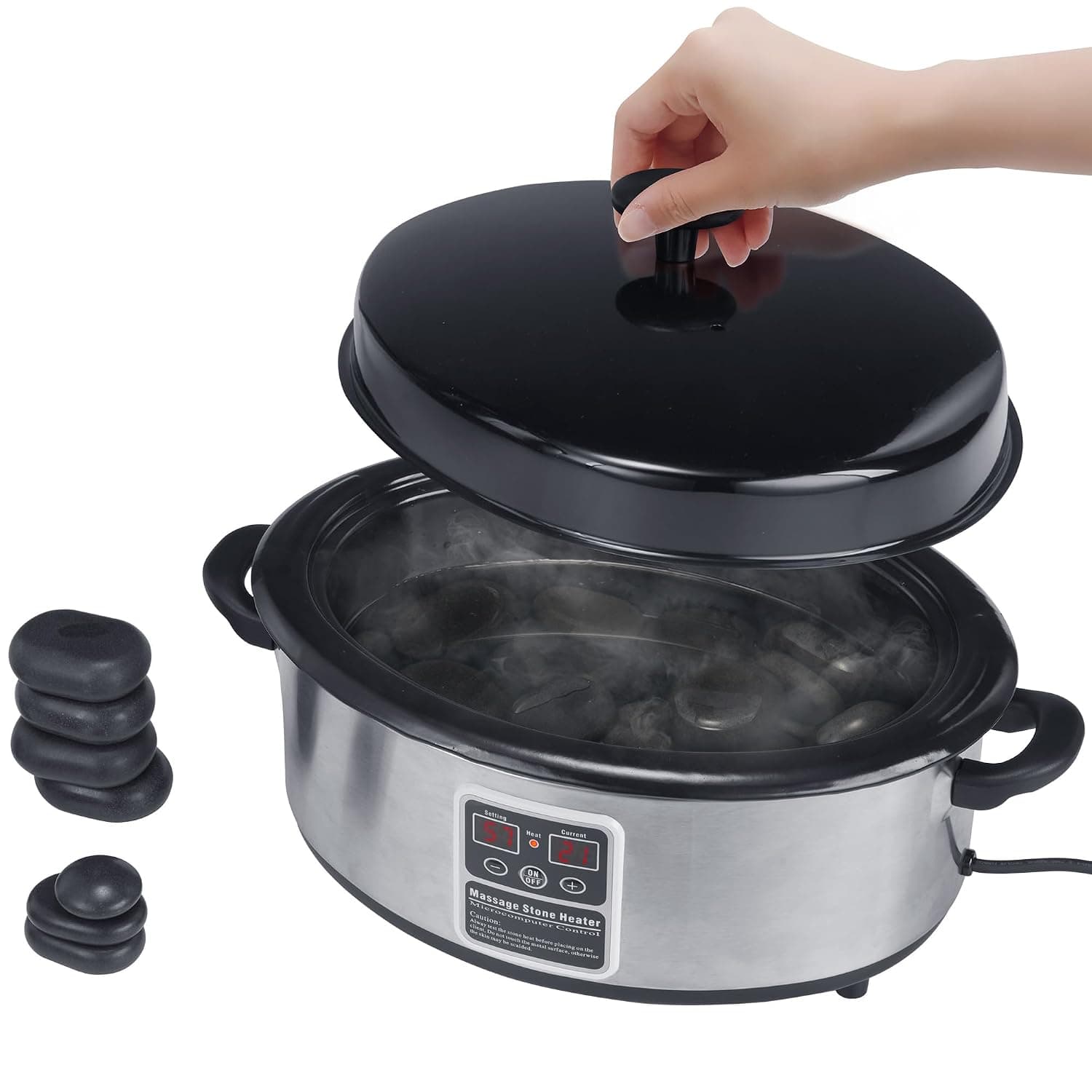 Master Massage 6 Quart LED Hot Stone Warmer with Digital Display– Stainless Steel Hot Stone Heater Portable- Massage Stone Heating Device-Massage Essentials for Massage Therapists