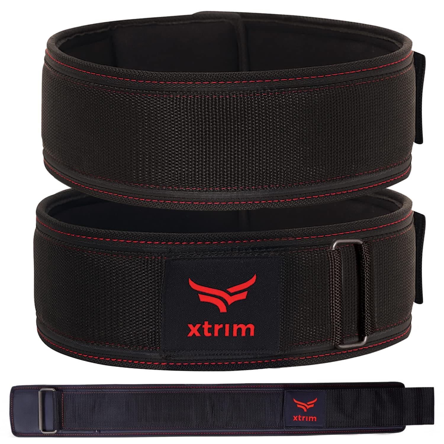 XTRIM 4 Inches Unisex Weightlifting Gym Belt with PU-Foam Padded Comfort for Fitness Workout| Moisture Wicking Lining | Washable Fabric | Hook & Loop Closure