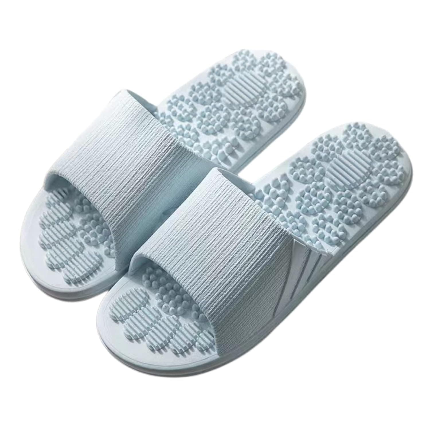 Massage Slippers for Plantar Fasciitis for Women, SYOSI, Acupuncture Slippers Plantar Pain Relief Non-Slip Massage Sandals Women Stress Relief for Bath, Light Blue