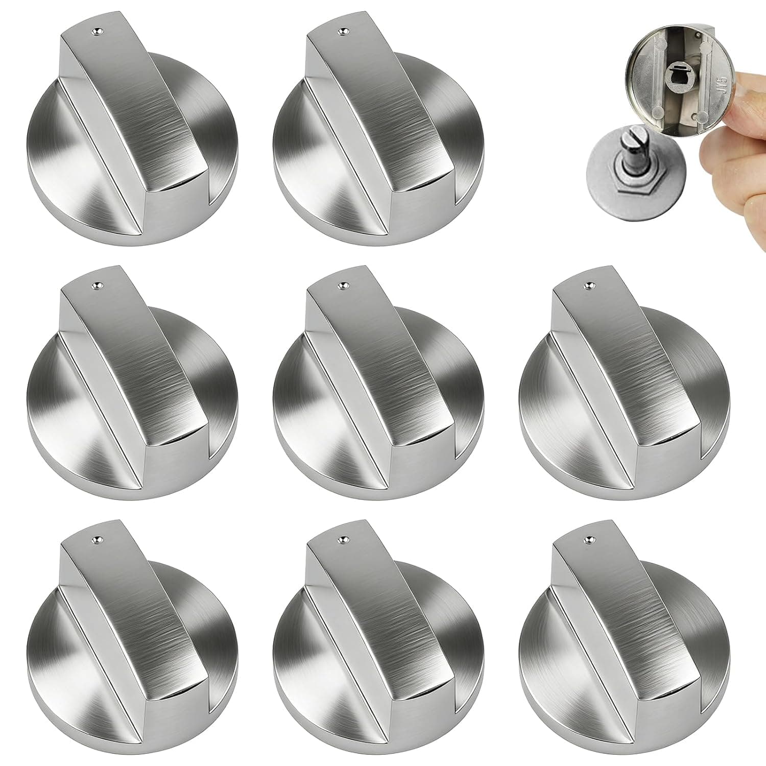 8 Pcs Cooker Knobs Replacement, Universal Gas Hob Knobs 6MM Metal Oven Control Knob, Stove Adaptors Button Accessories for Kitchen Cooktop Cookers Stoves Ovens Use, Precise Temperature Control
