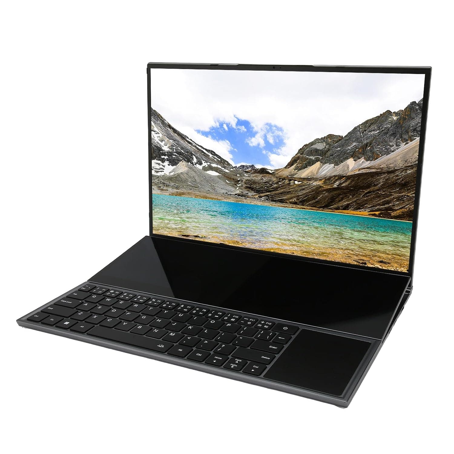 Generic Dual Screen Laptop, 100-240V Dual Screen Business Laptop Multifunction Core I7 Processor 16GB DDR4 RAM for Work for Learning (16GB+128GB UK Plug)