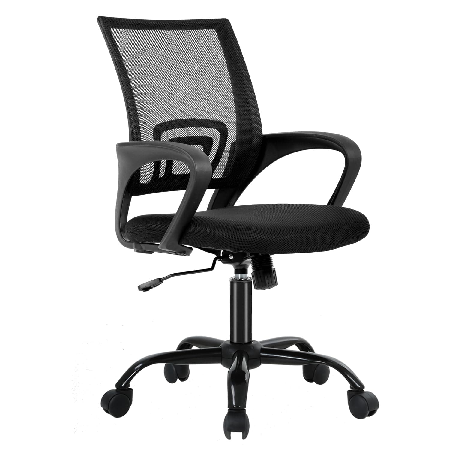 BestOffice Office Ergonomic Cheap Desk Mesh Computer Lumbar Support Modern Executive Adjustable Stool Rolling Swivel Chair for Back Pain (Black) | with Lumbar Support & Adjustable Height | Breathable Mid-Back Design & High Density Sponge | For Home, Office