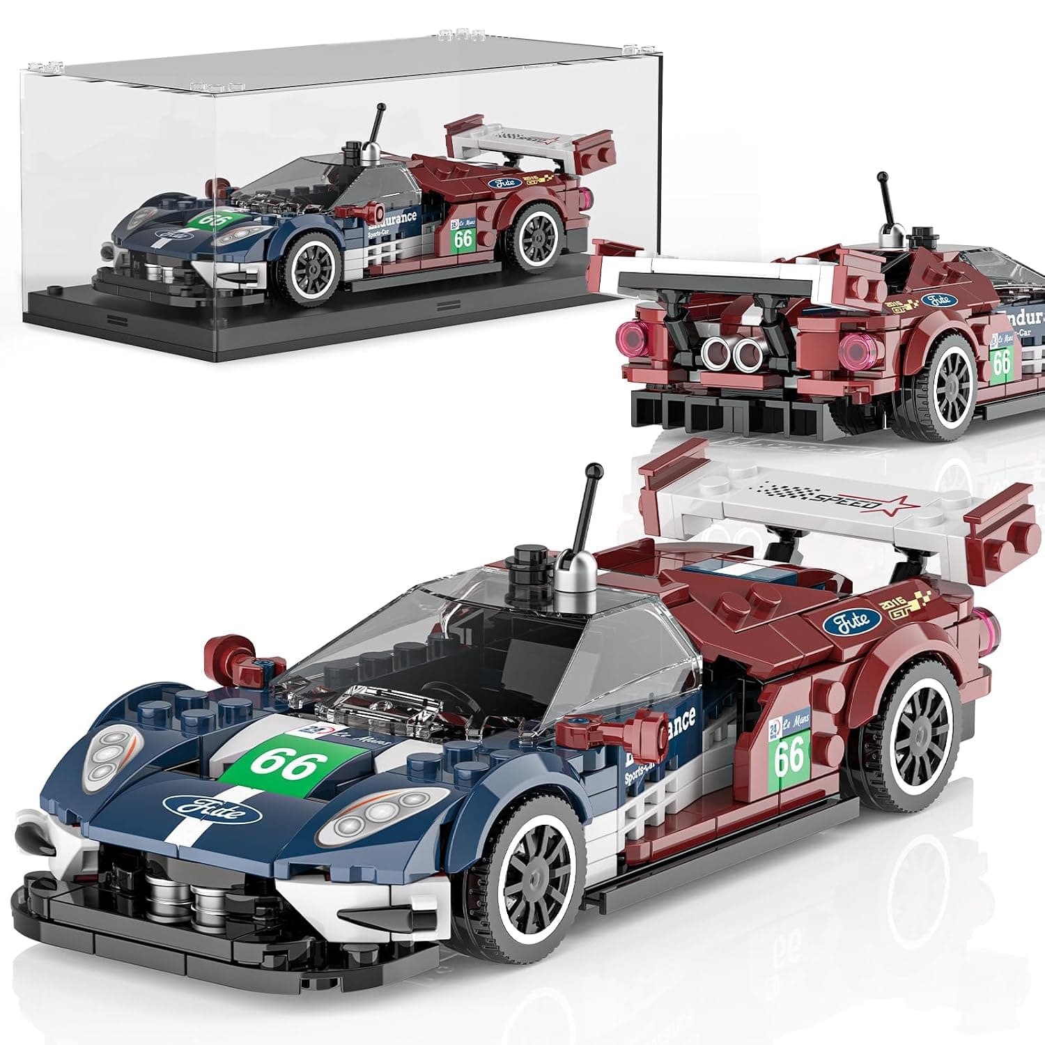 Mould King 27103 Technik Car Kits, 347+ Pieces Racing Car Kit with Acrylic Display Case, Model Cars for Collecting, Building Blocks Toy for Boys/Teenagers/Adults