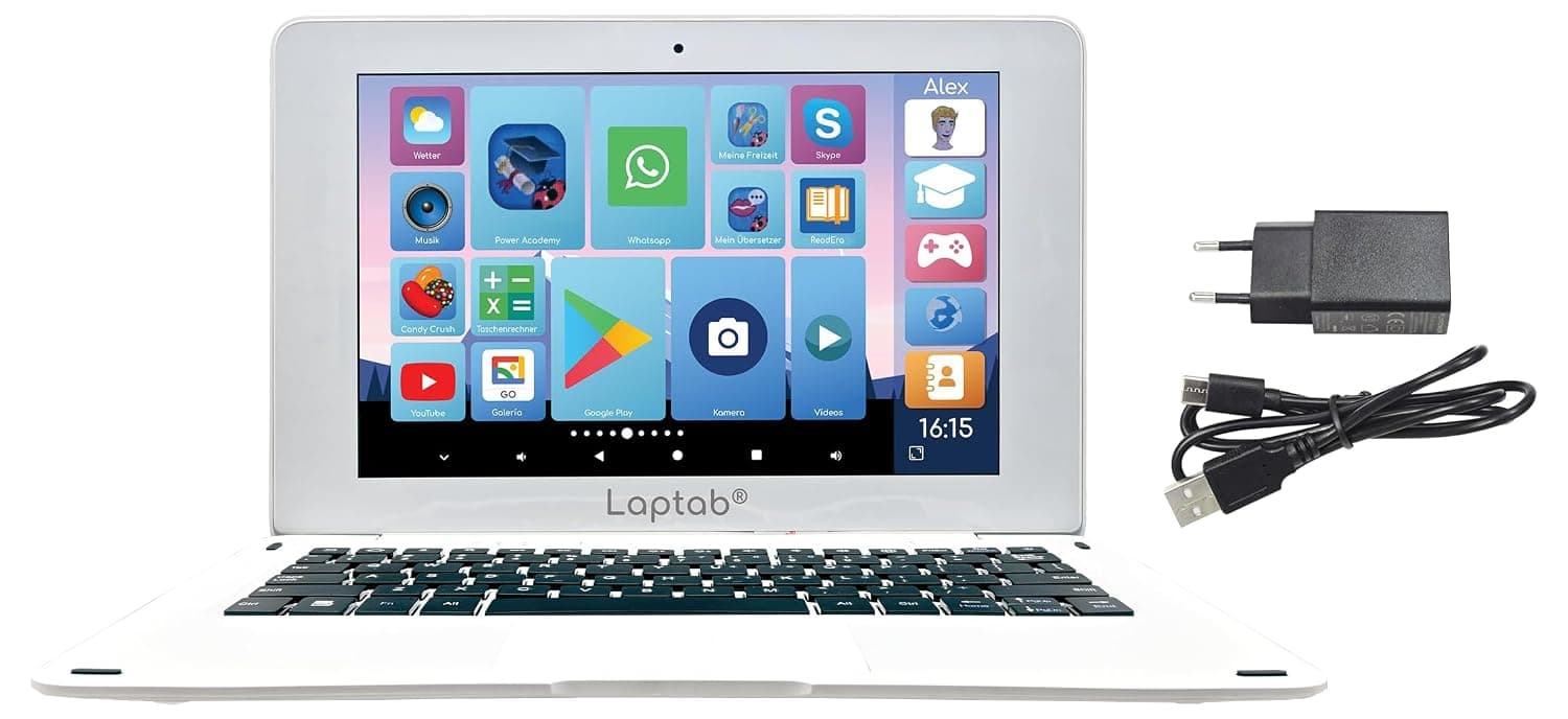 Lexibook LT10DE LAPTAB 10, Laptop with Touch Screen, Designed for the Whole Family, Educational and Fun Content, Powered by Android, Parental Control, Ultra Slim and Lightweight